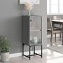 Voir la diapositive 3 : VIDAXL Armoire laterale avec porte en verre sonoma gris 35x37x100 cm