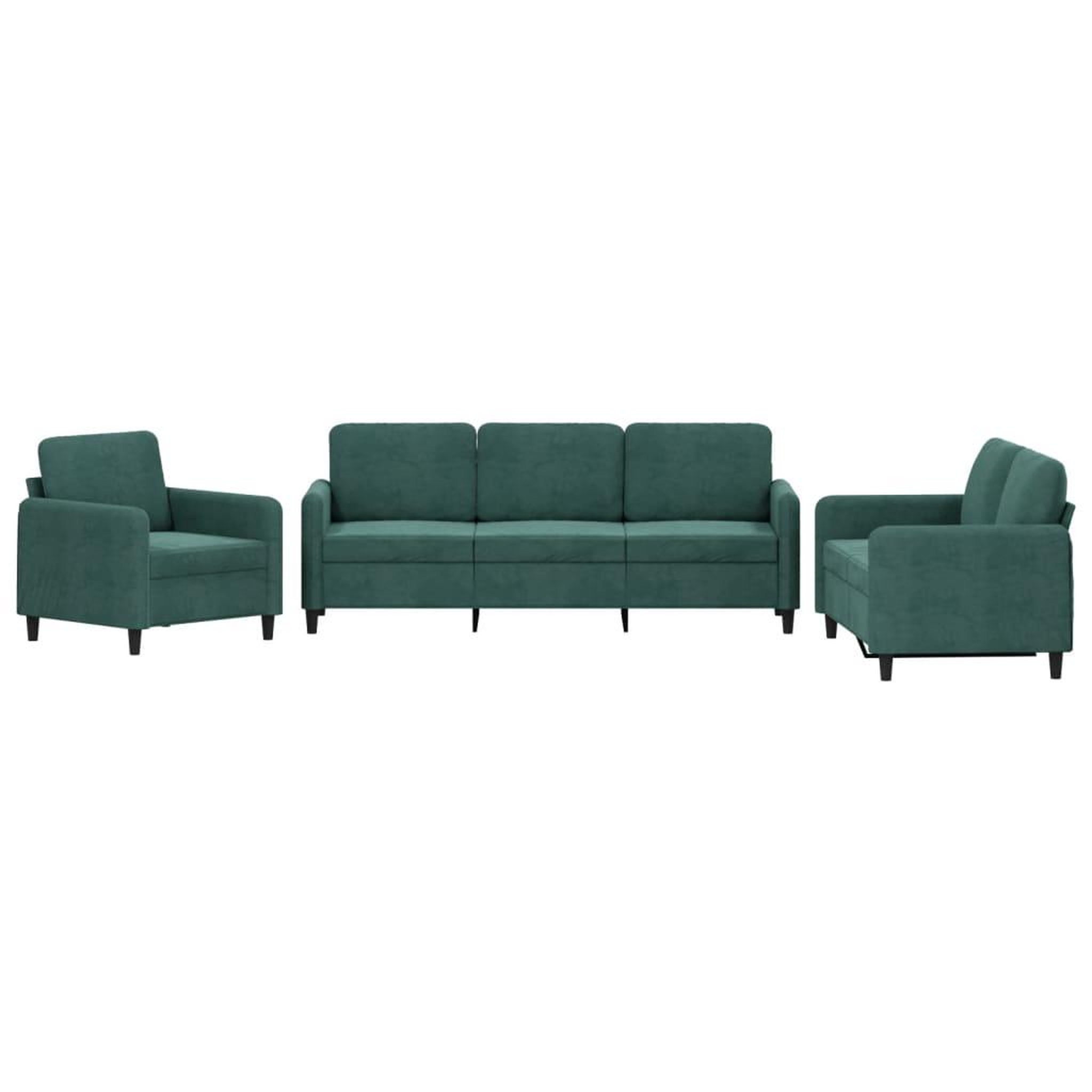 Voir la diapositive 2 : VIDAXL Ensemble de canapes 3 pcs vert fonce velours