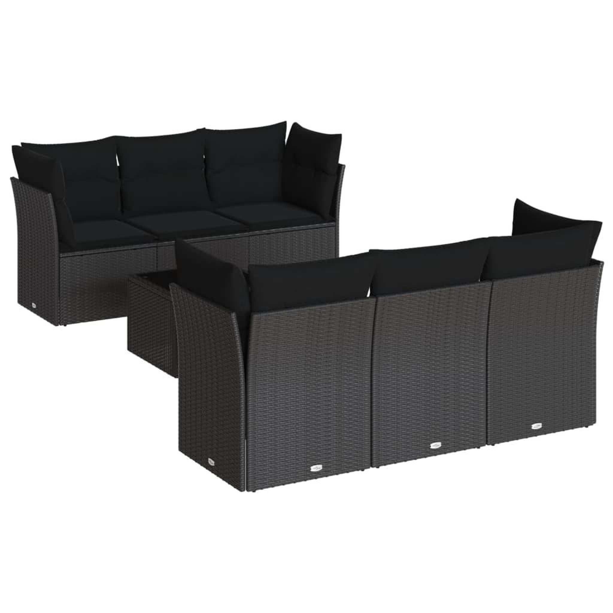 Voir la diapositive 2 : VIDAXL Salon de jardin 7 pcs avec coussins noir resine tressee