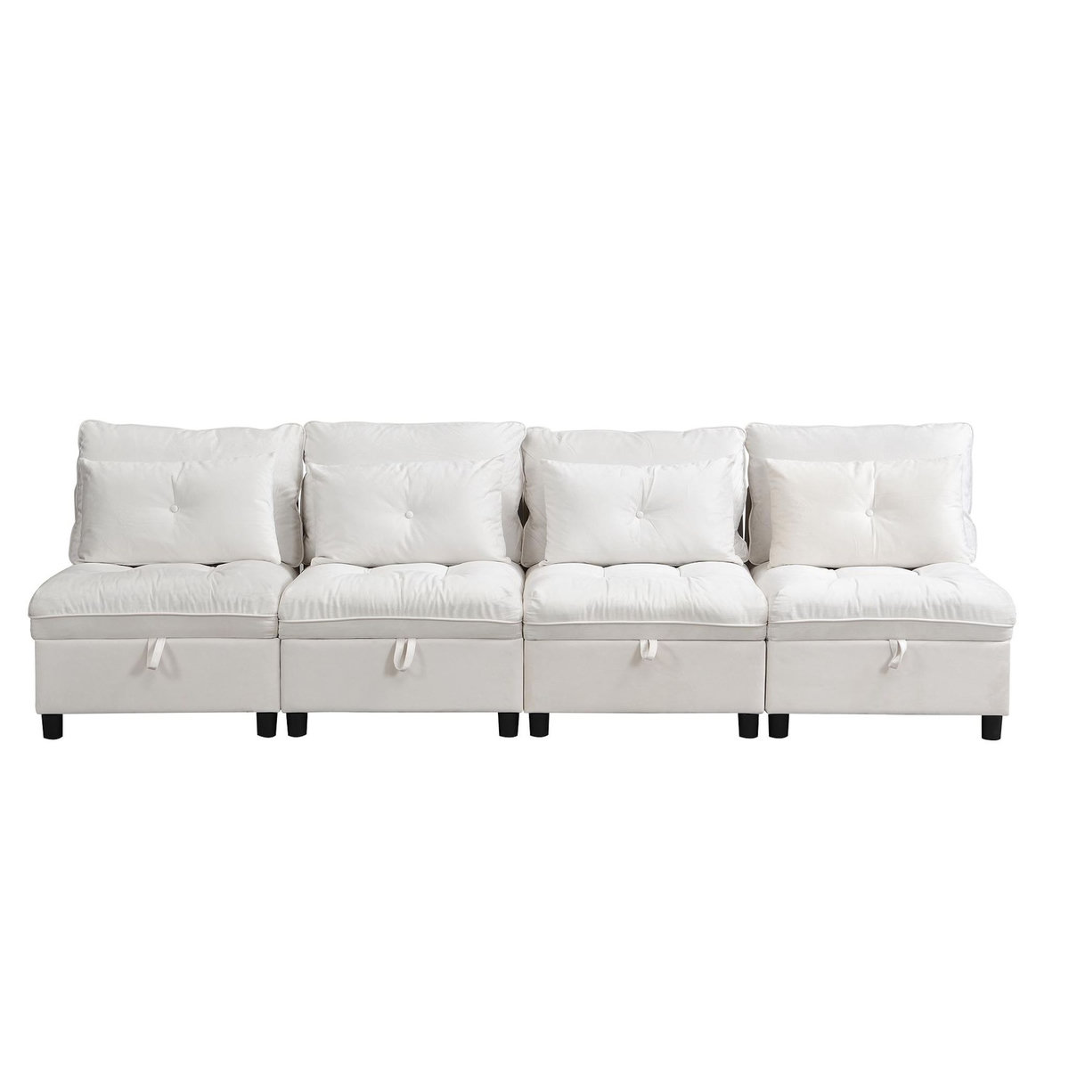 MERAX Canapé droit convertible 4 places tissu