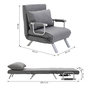 Voir la diapositive 3 : HOMCOM Fauteuil chauffeuse canapé-lit convertible 1 place déhoussable grand confort coussin pieds accoudoirs métal lin gris clair