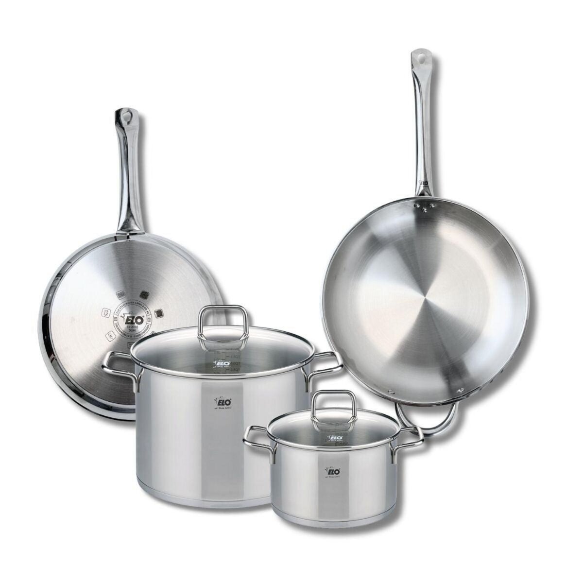 ELO Ensemble de 2 Poêles de cuisson 28 et 32 cm et 2 faitouts 20 et 26 cm Elo Profi Citrin