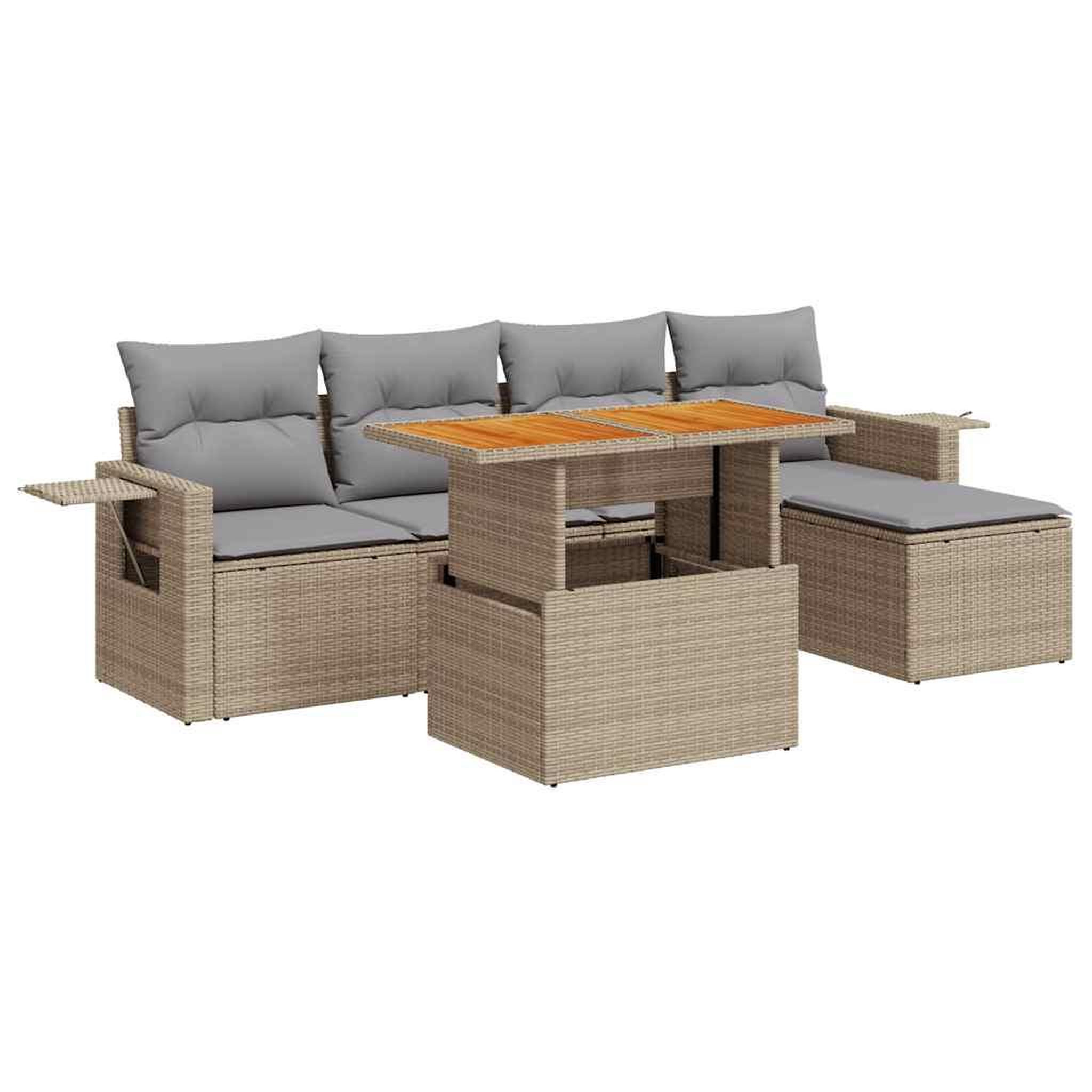 Voir la diapositive 2 : VIDAXL Salon de jardin avec coussins 6 pcs beige resine tressee
