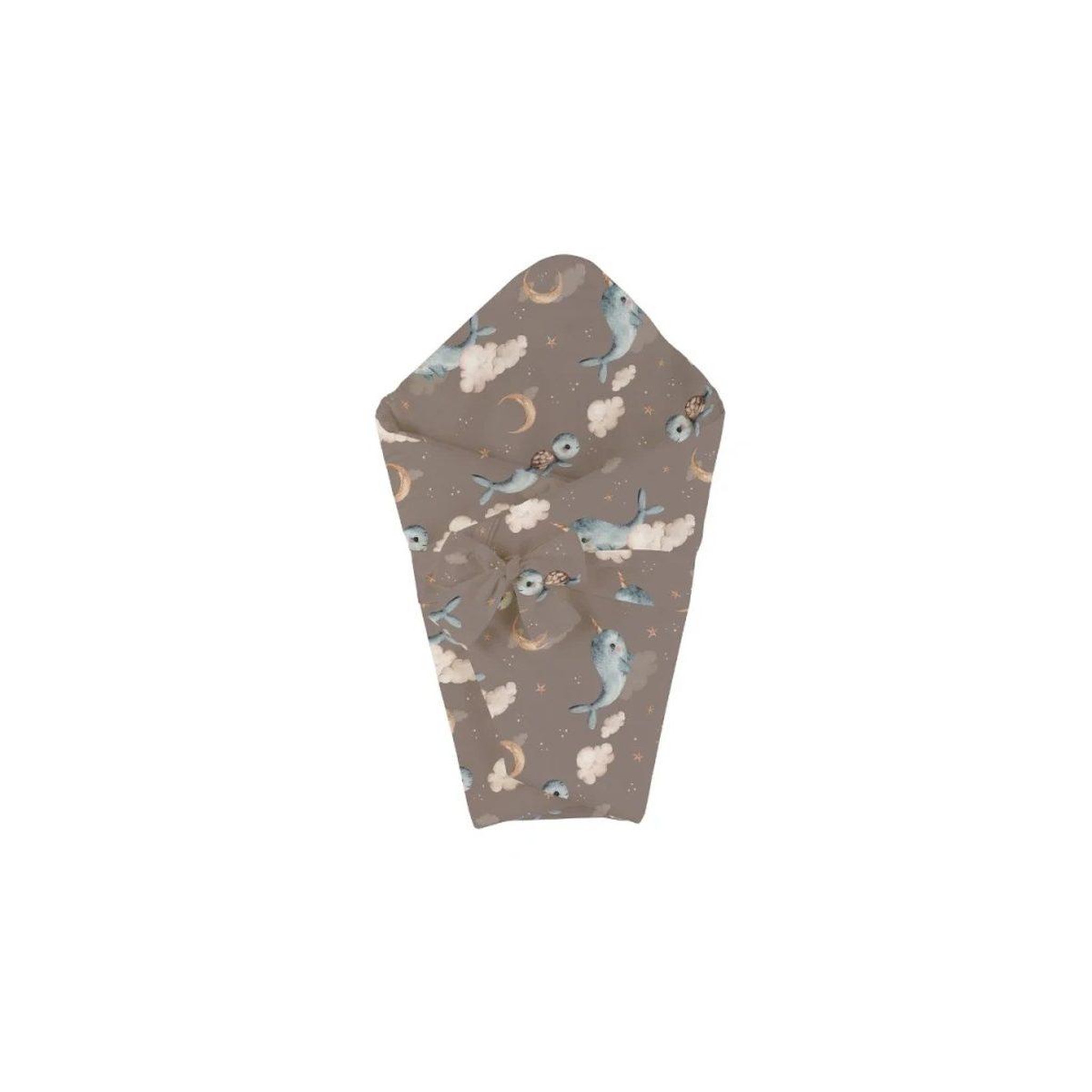 Voir la diapositive 2 : WALDIN Couette bébé 75 × 75 cm - motif baleine, brun