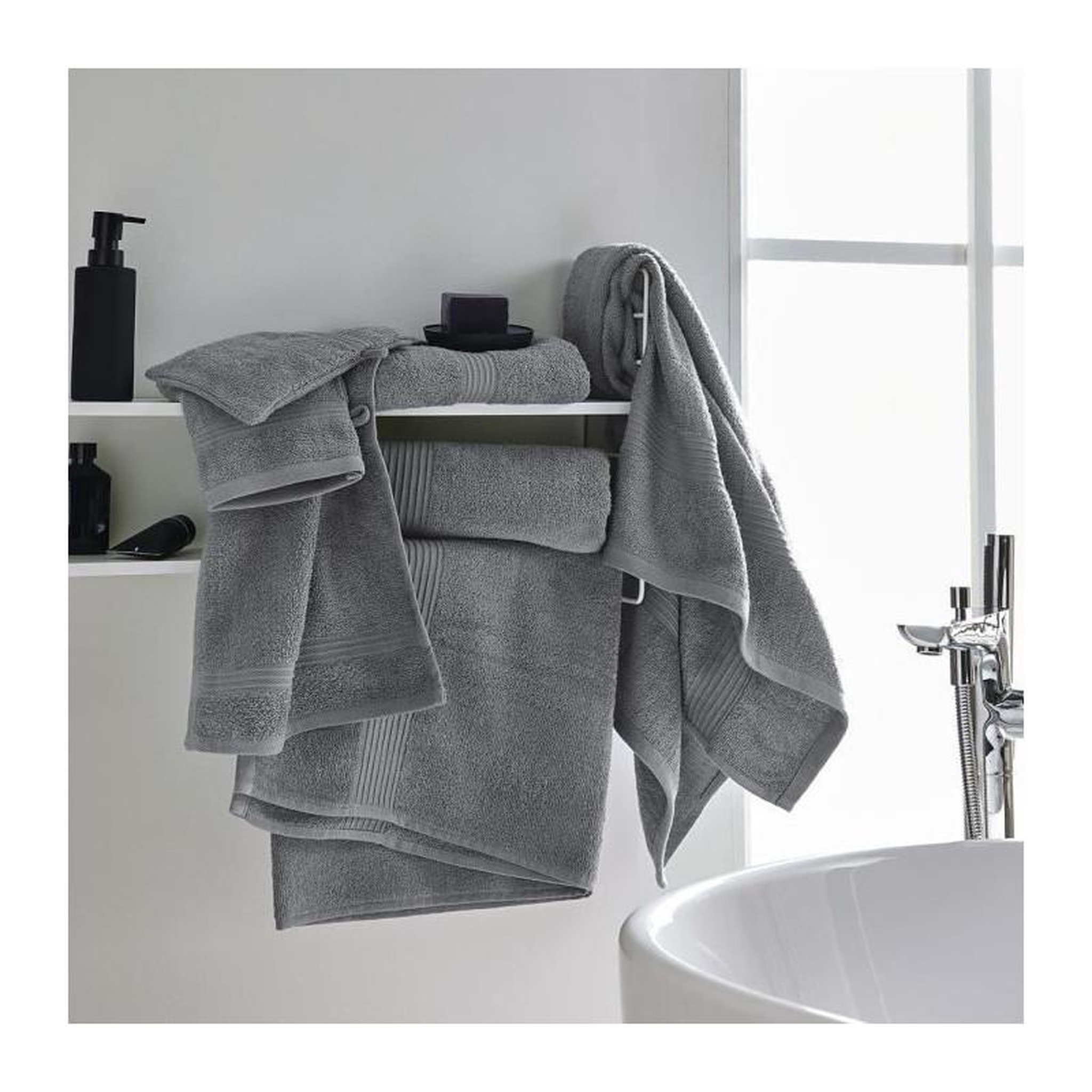 Voir la diapositive 2 : Today TODAY Essential - Maxi drap de bain 90x150 cm 100% Coton coloris acier