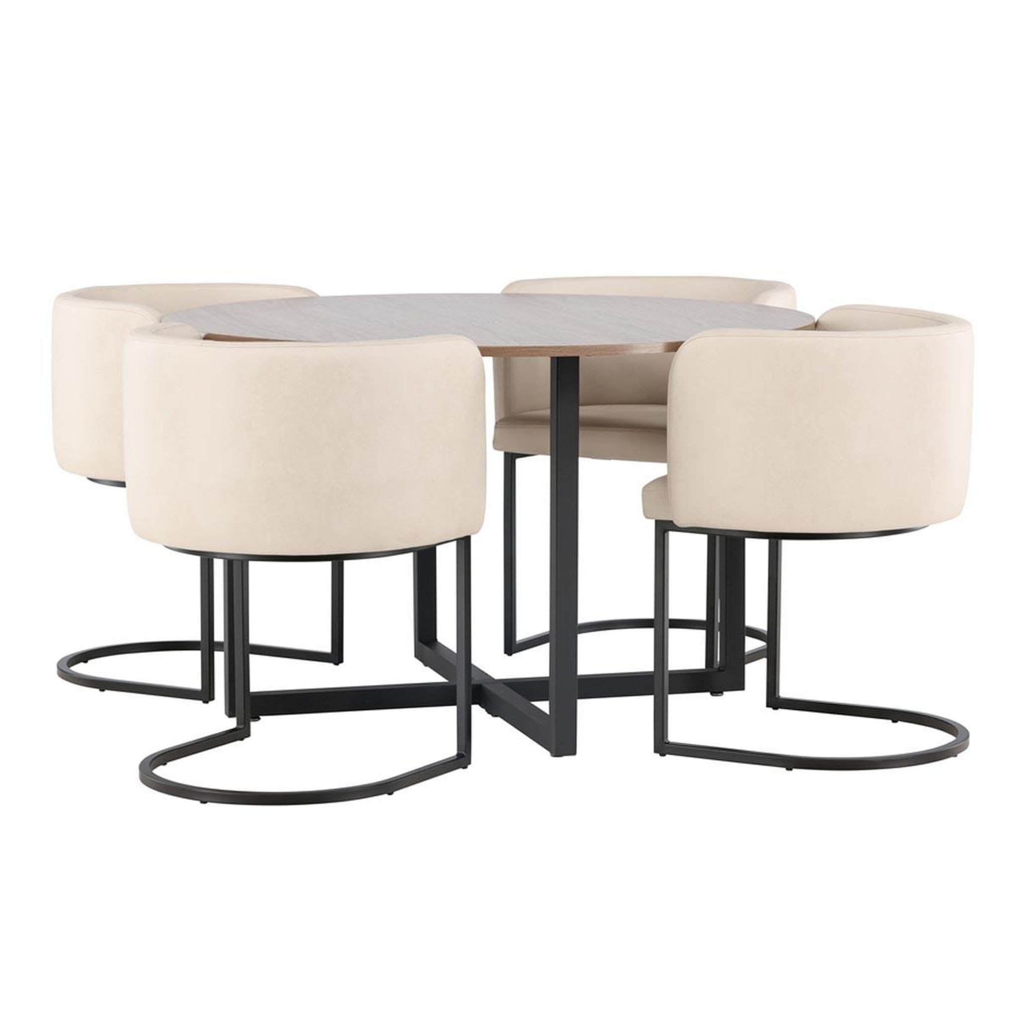 Paris Prix Ensemble table à manger & 4 chaises  durango & simrishamn  120cm noyer & beige