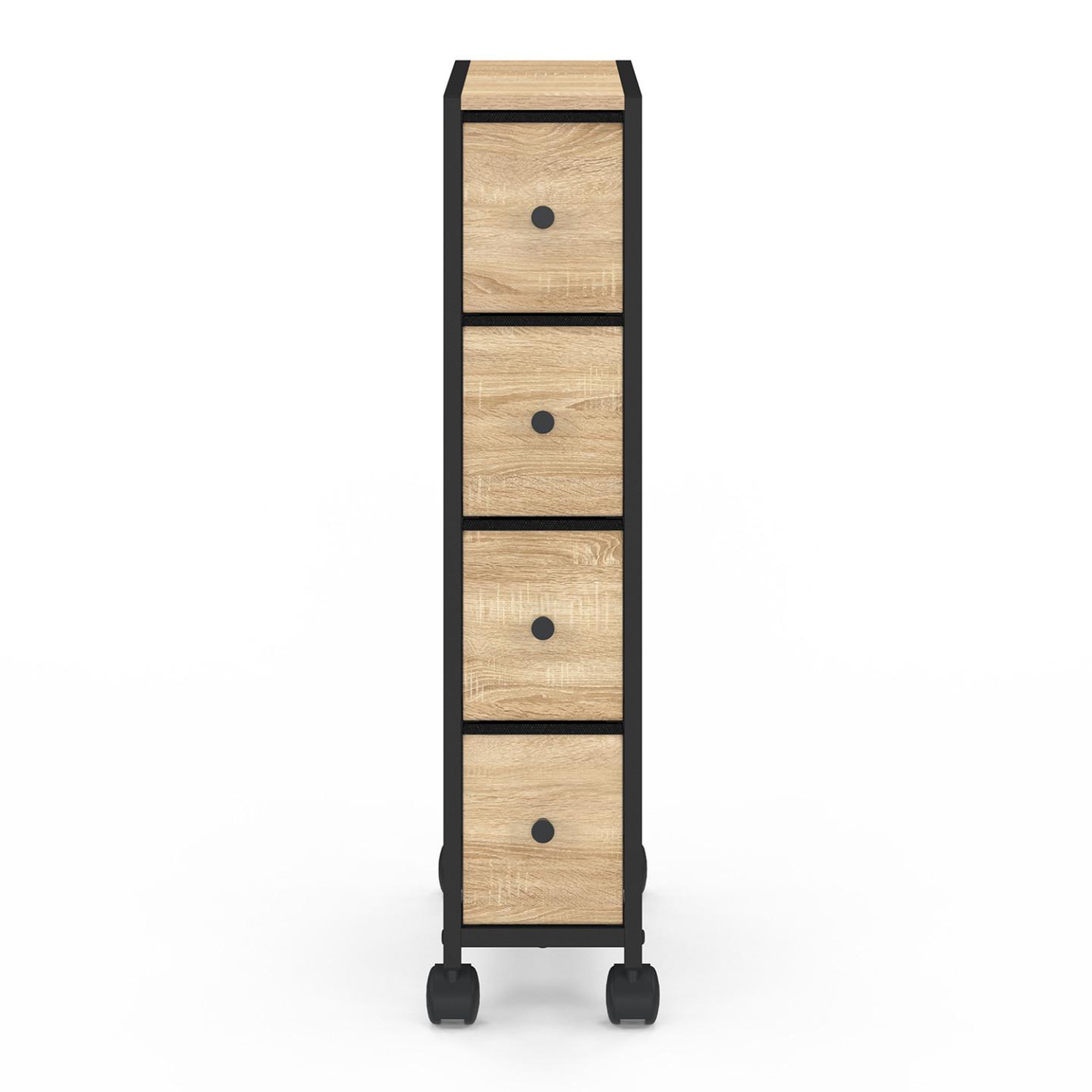 Voir la diapositive 3 : ID MARKET Tour de rangement 4 tiroirs utah sur roulettes colonne gain de place design industriel