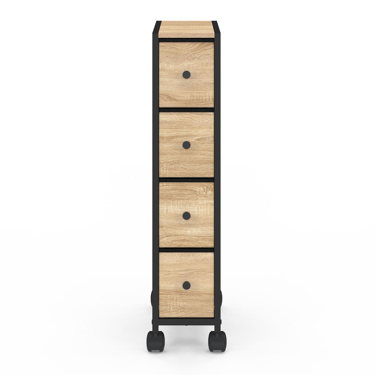 ID MARKET Tour de rangement 4 tiroirs UTAH sur roulettes colonne gain de place design industriel