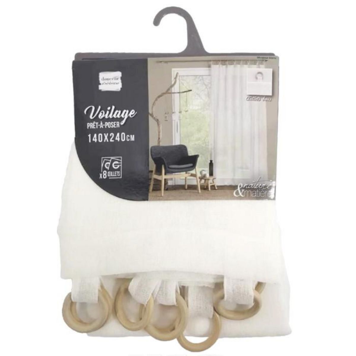 Paris Prix Rideau Voilage à Œillets  Minalisa  140x240cm Blanc