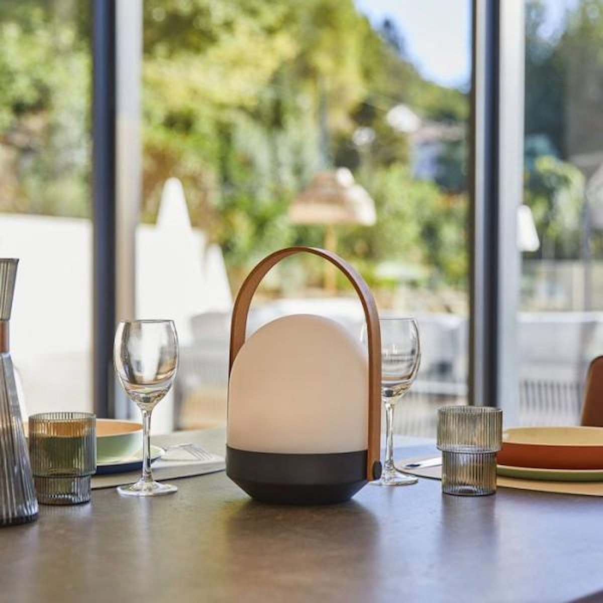 Lumisky Baladeuse sans fil - LUMISKY - AURA - LED blanc chaud dimmable - Poignée bambou - Rechargeable - H27 cm