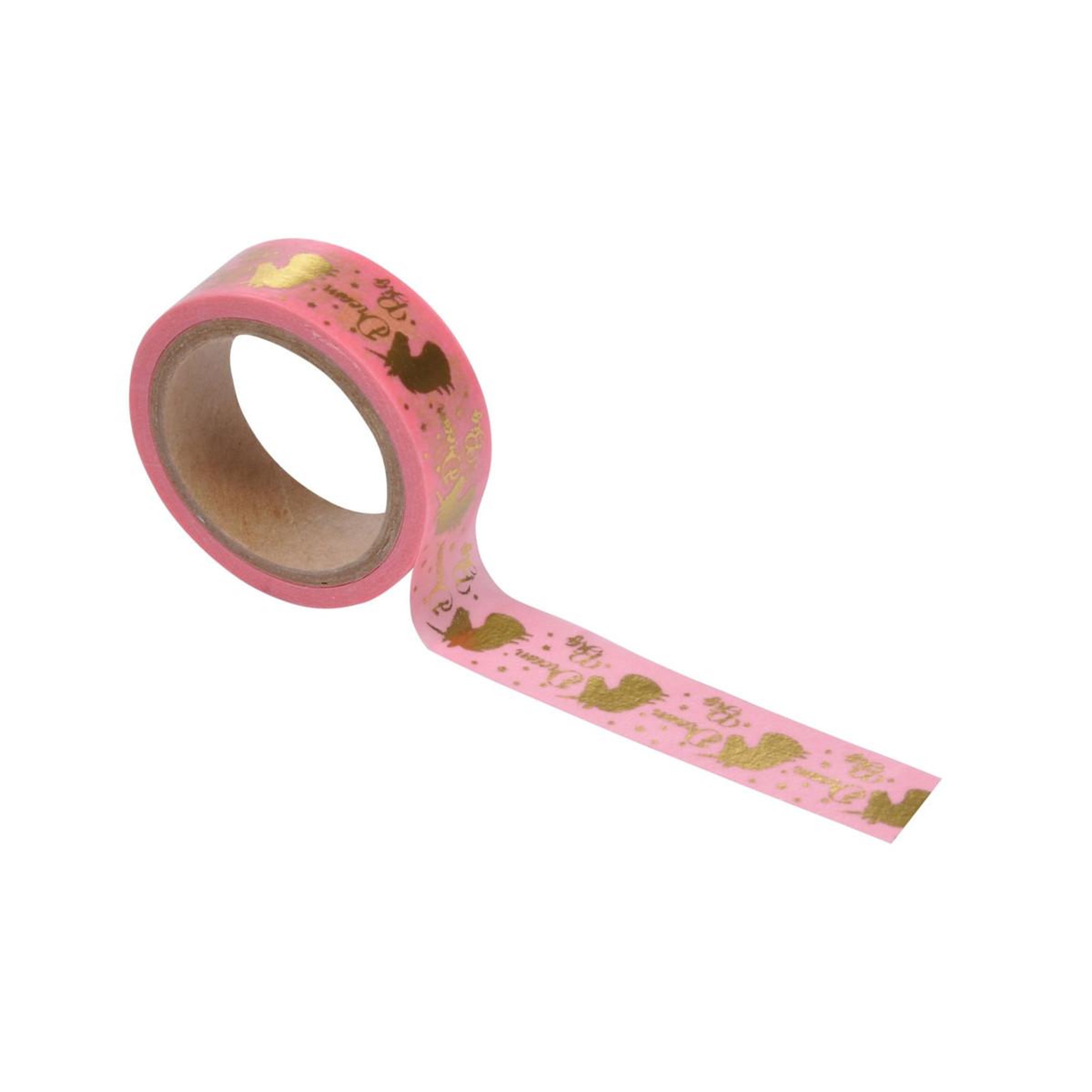 Voir la diapositive 1 : HOMEA Ruban Masking Tape  Licorne  5M Rose & Or