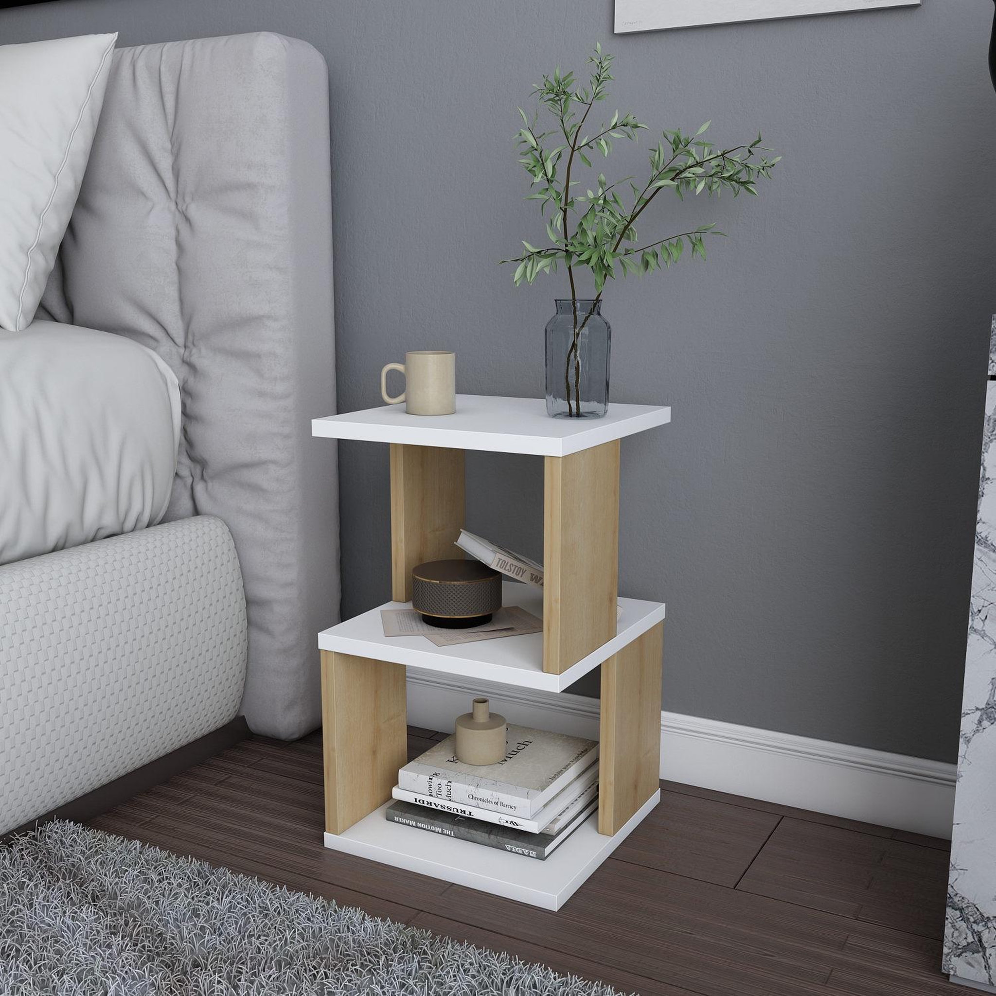 Voir la diapositive 2 : Habitat et Jardin Table de chevet en bois  Carter  - 30 x 30 x 49 cm - Blanc