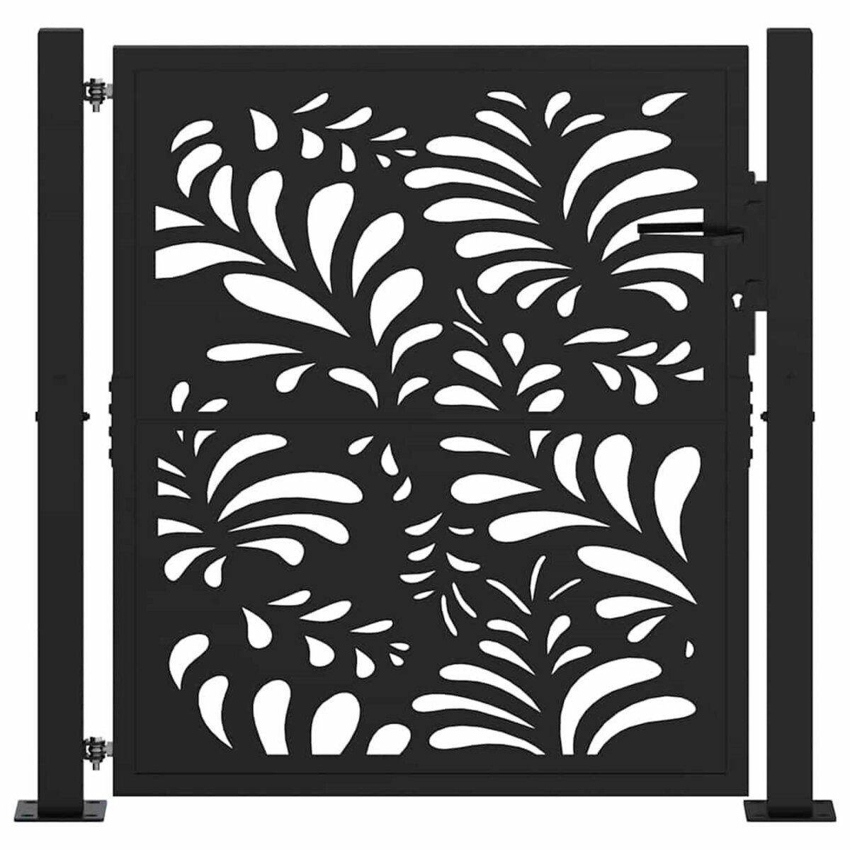 VIDAXL Portail de jardin noir 105x106 cm acier conception de vagues