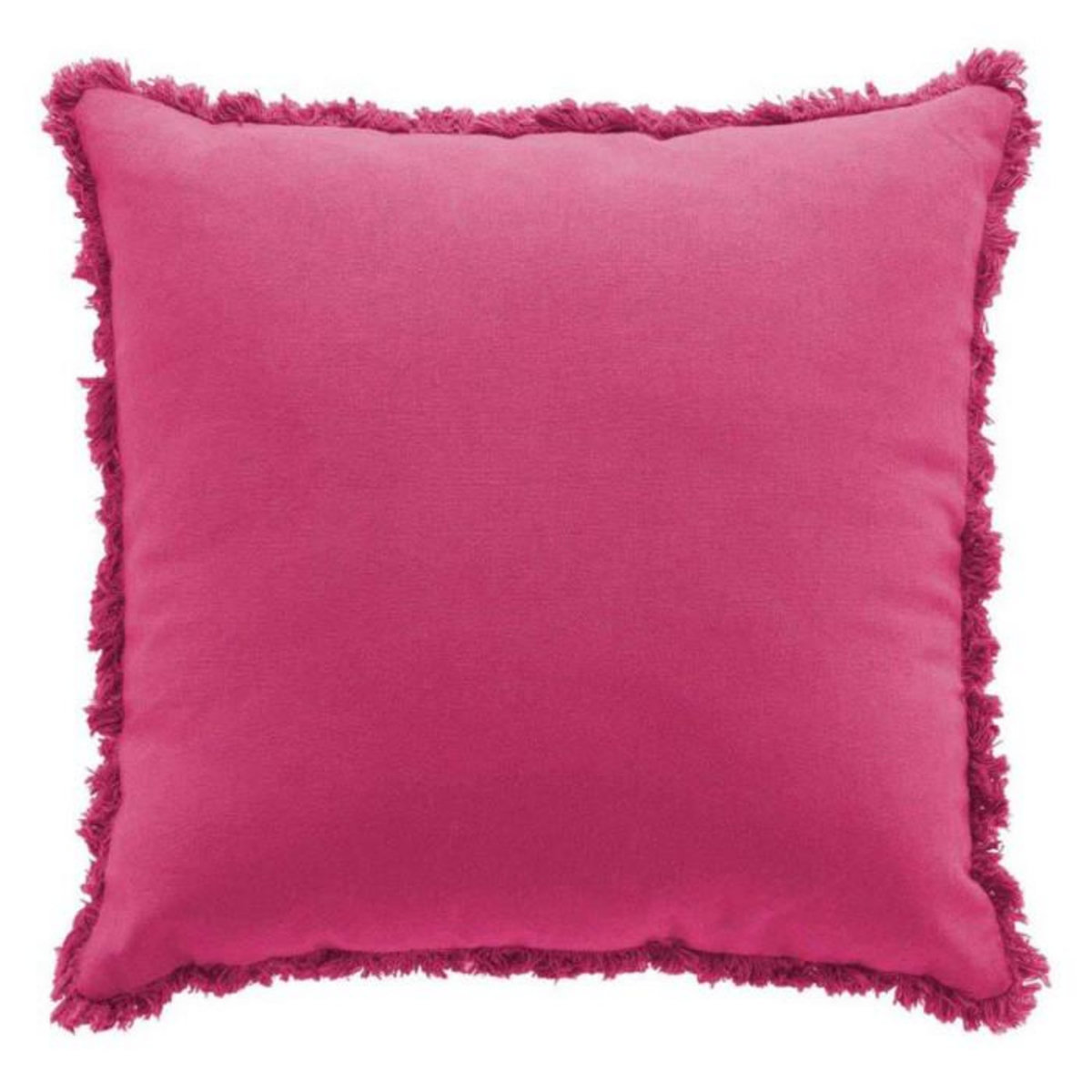 Paris Prix Coussin Déco Uni Franges  Eve  45x45cm Rose