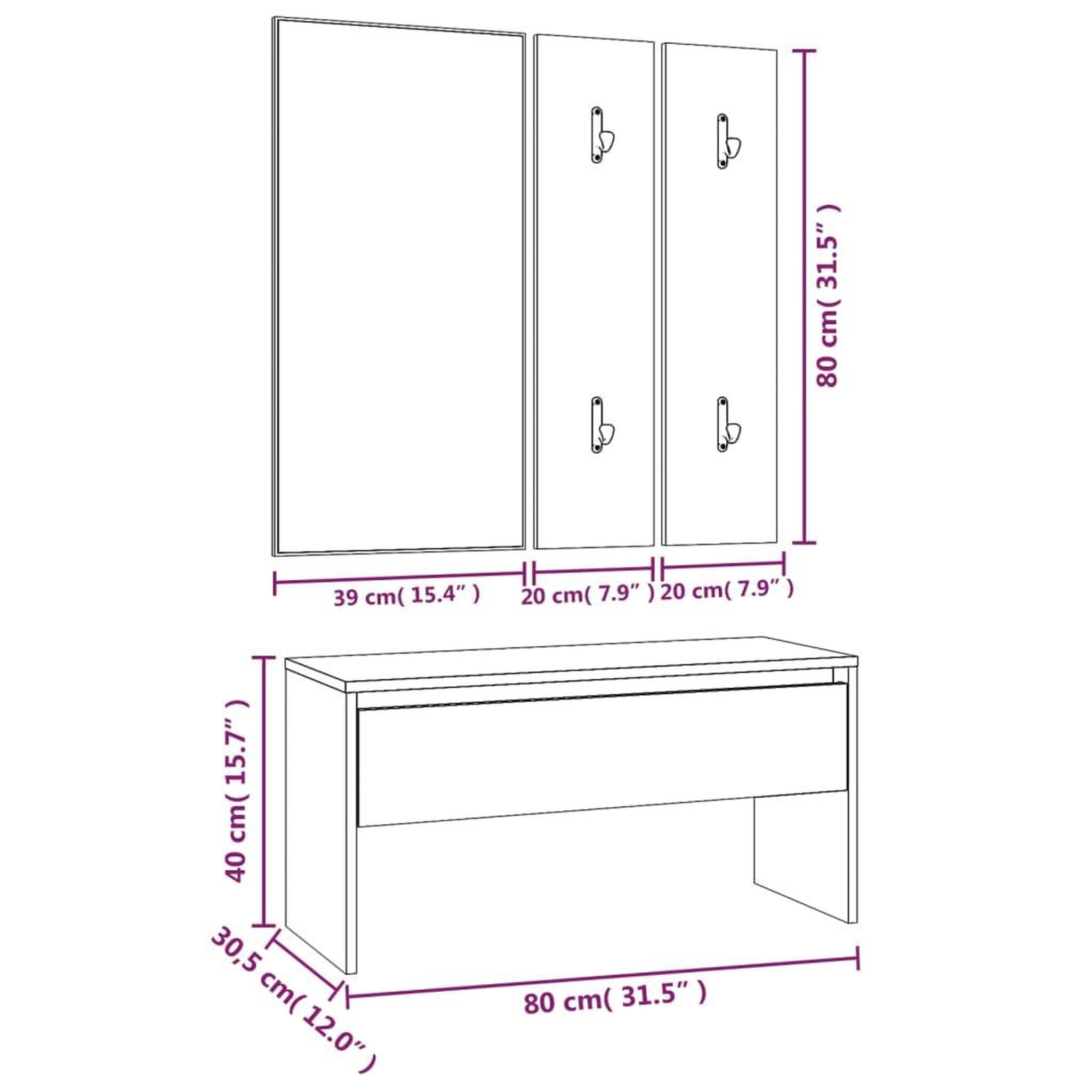 Voir la diapositive 6 : VIDAXL Ensemble de meubles de couloir Sonoma gris Bois d'ingenierie