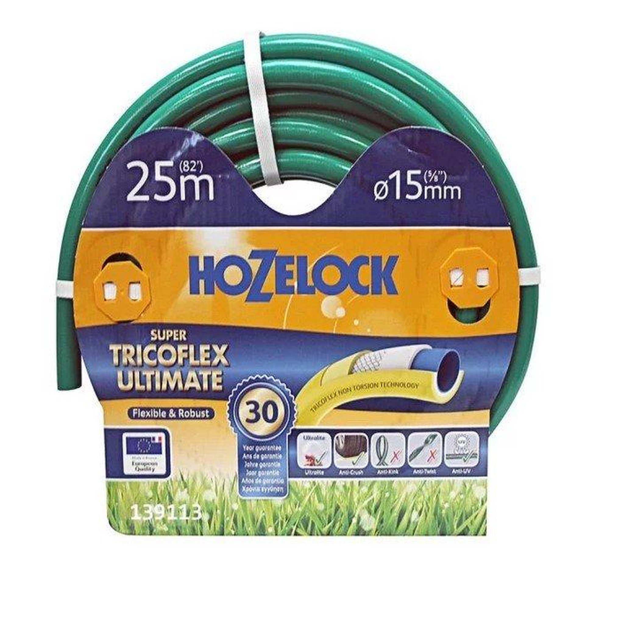 Hozelock Tuyau d'arrosage multi usage Super Tricoflex Ultimate 15mm - 25m - vert