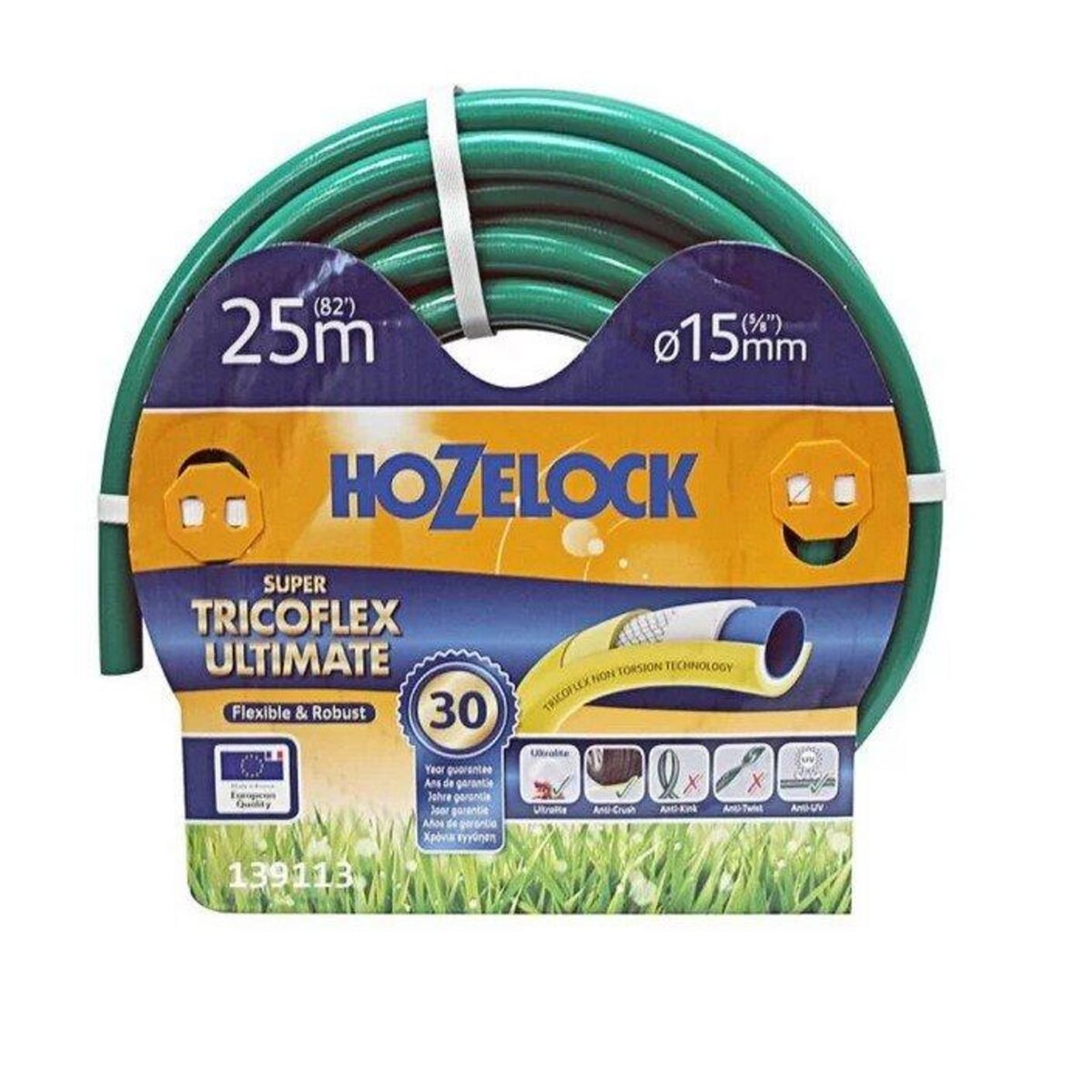 Hozelock Tuyau d'arrosage multi usage Super Tricoflex Ultimate 15mm - 25m - vert