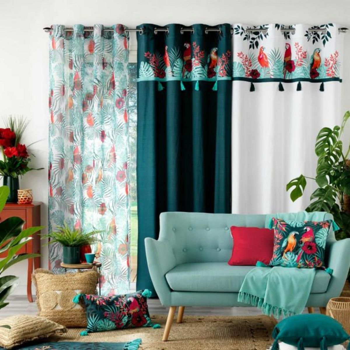 Paris Prix Rideau à Œillets Imprimé  Caracas  140x260cm Blanc