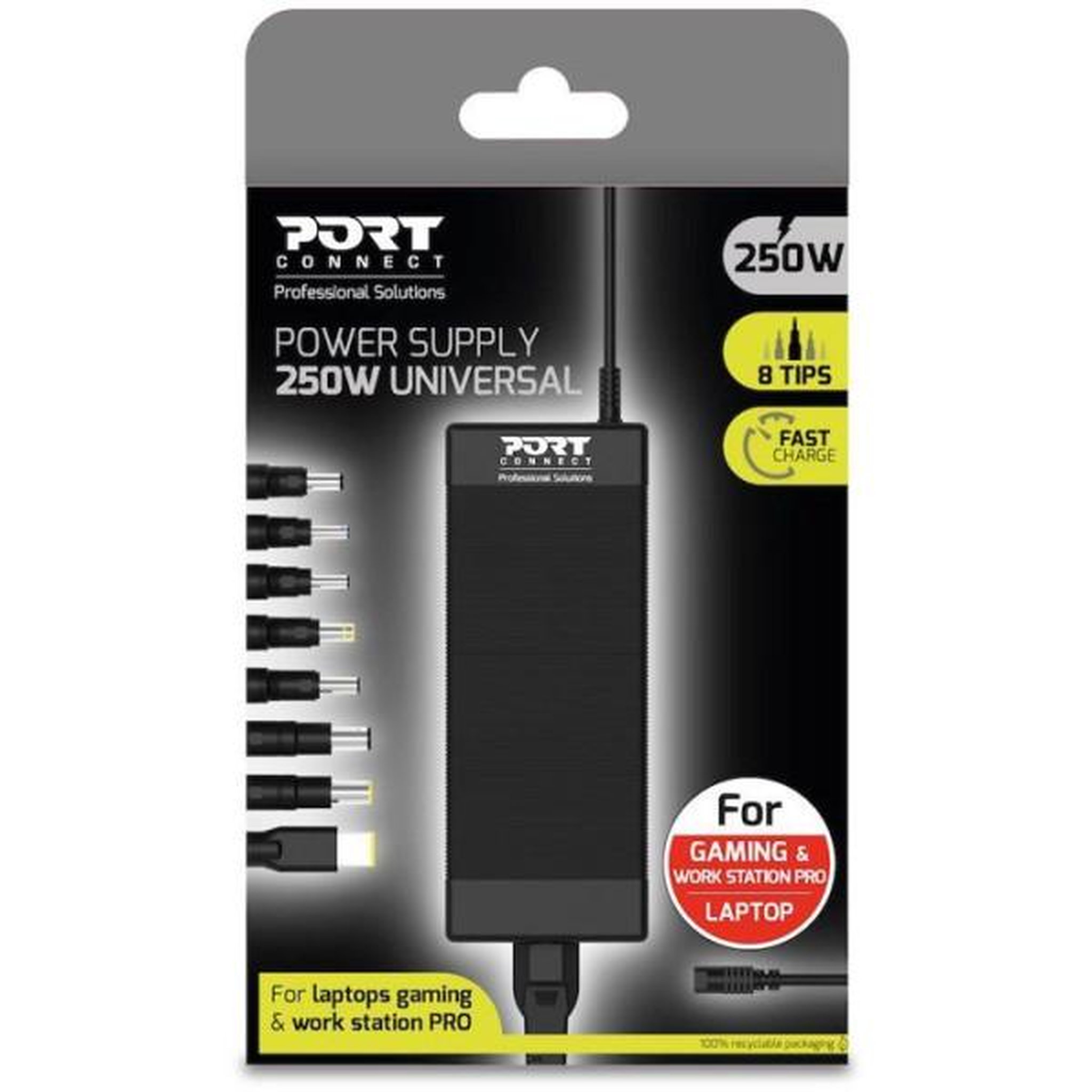 Voir la diapositive 2 : PORT DESIGNS Alimentation secteur universelle Port Designs Connect pour ordinateurs portables Noir