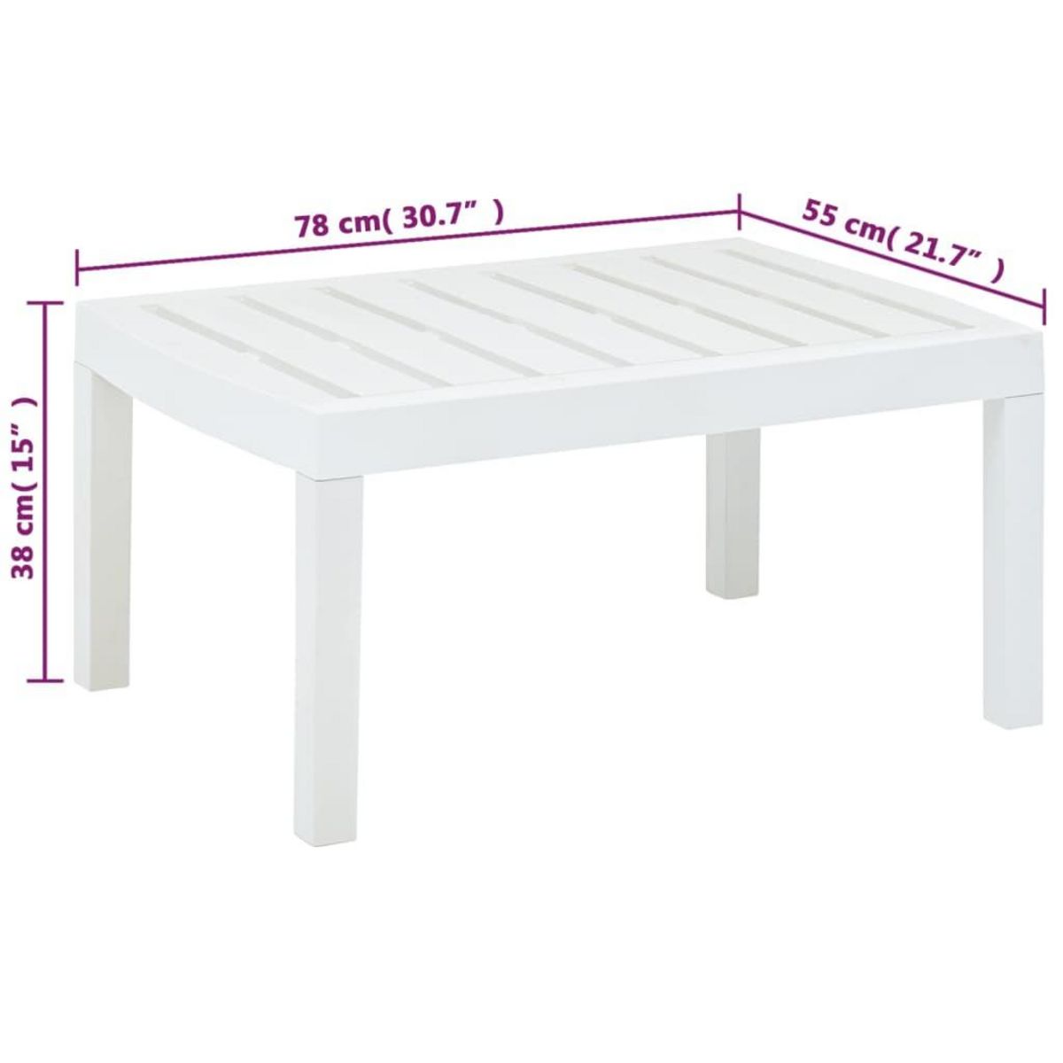 VIDAXL Table de jardin Blanc 78x55x38 cm Plastique