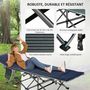 Voir la diapositive 5 : OUTSUNNY Lit de camp lit d'appoint pliable - pochette rangement, tétière, sac de transport, matelas inclus métal Oxford gris bleu