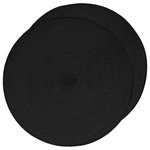 SECRET DE GOURMET Lot de 2 sets de table Tressés Ronds - Diam. 38 cm - Noir. Coloris disponibles : Rouge, Gris, Beige, Vert, Jaune, Noir, Marron