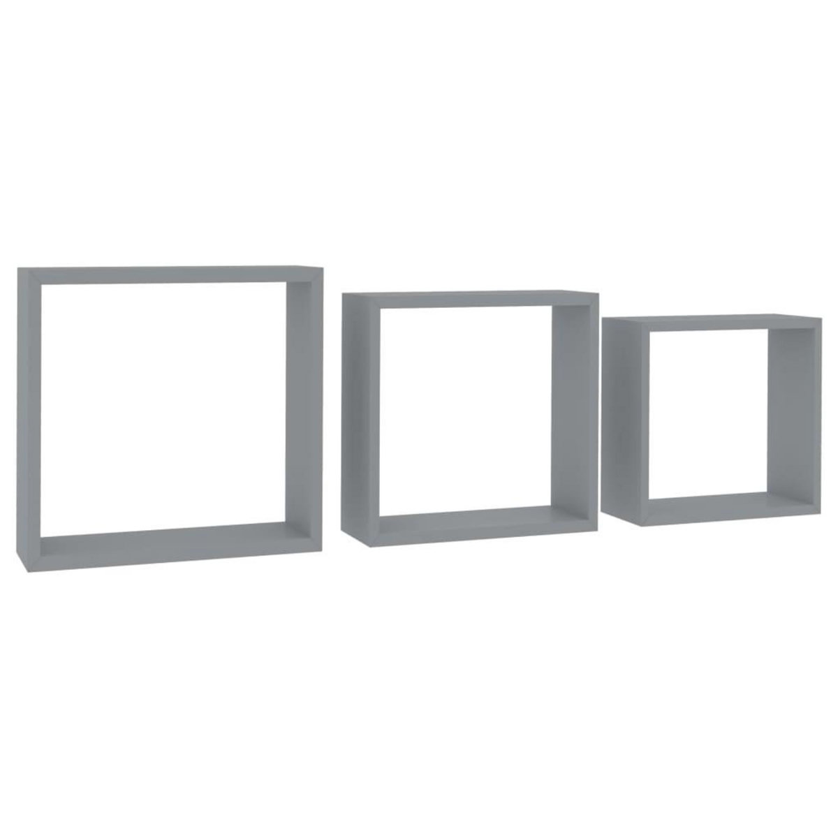 VIDAXL Etageres murales sous forme de cube 3 pcs Gris MDF
