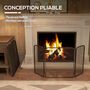 Voir la diapositive 5 : HOMCOM Pare-feu cheminée pliable 3 panneaux style médiéval - pare-étincelles 2 flèches métal maille noir