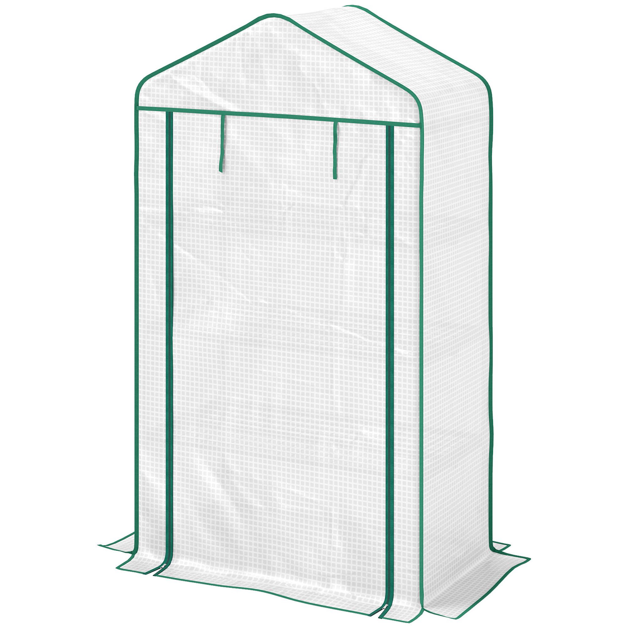 OUTSUNNY Serre de jardin balcon 4 étagères dim. 90 x 49 x 160 cm acier PE haute densité blanc