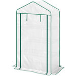 OUTSUNNY Serre de jardin balcon 4 étagères dim. 90 x 49 x 160 cm acier PE haute densité blanc