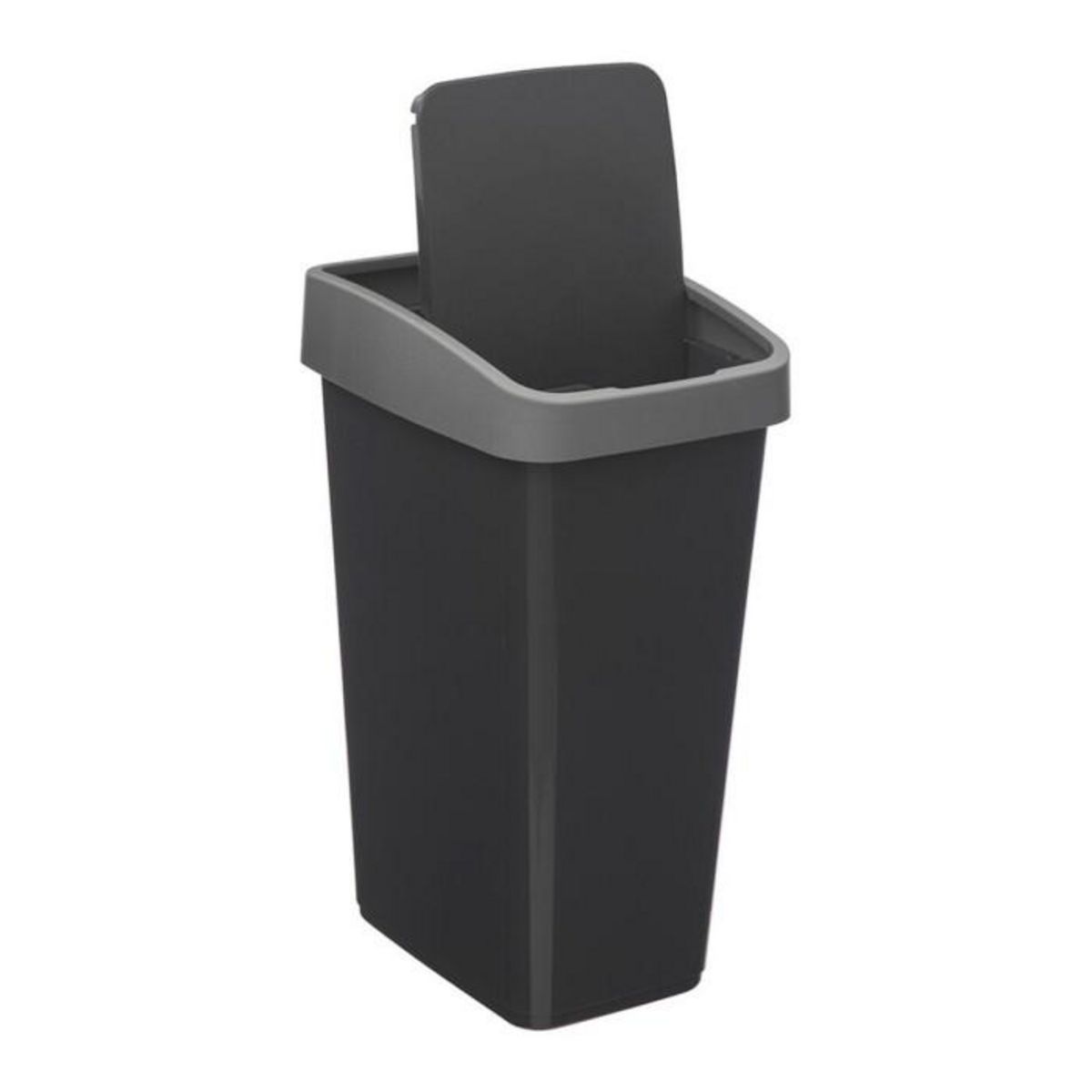 FIVE Poubelle de Cuisine  2 Ouvertures  25L Gris & Noir