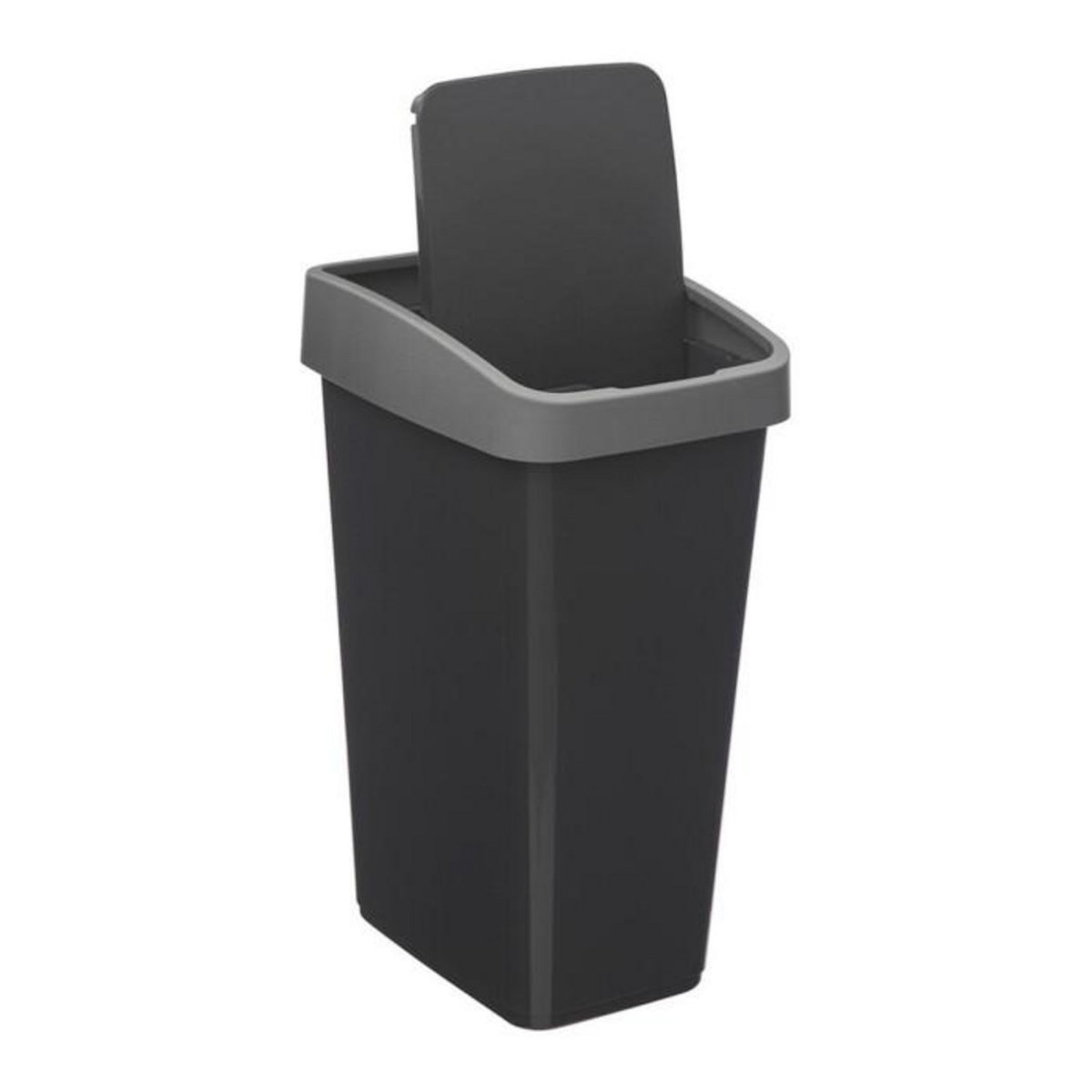 FIVE Poubelle de Cuisine  2 Ouvertures  25L Gris & Noir