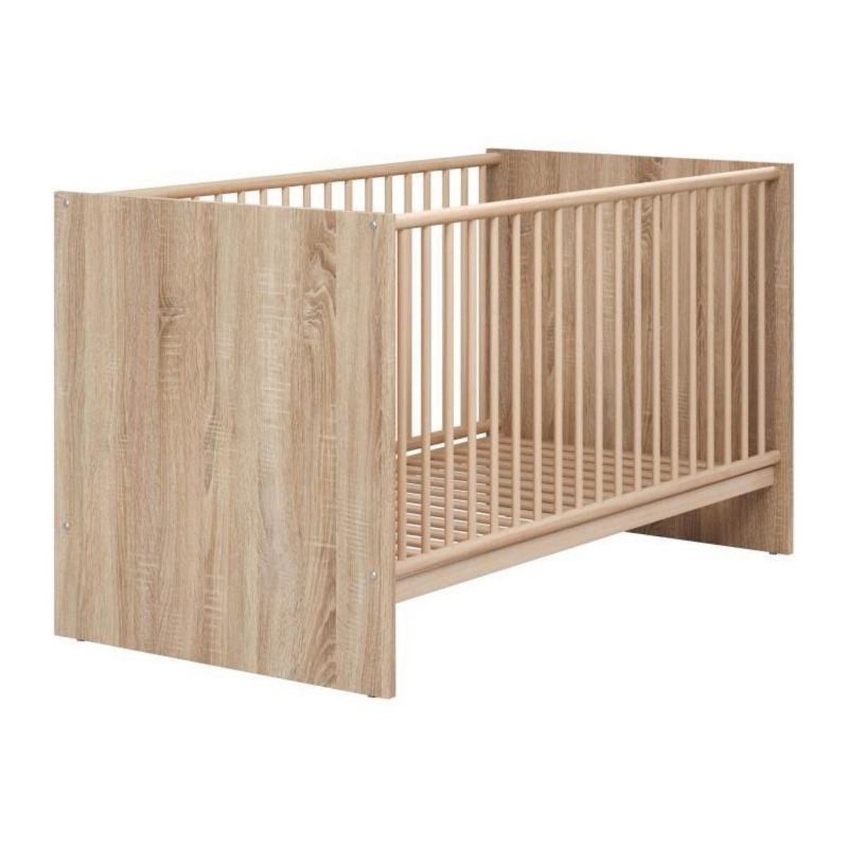 TREND TEAM Chambre bébé trio NIKO - Lit 70x140 cm + Commode a langer 2 portes + Armoire 2 portes - Décor chene naturel - TRENDTEAM