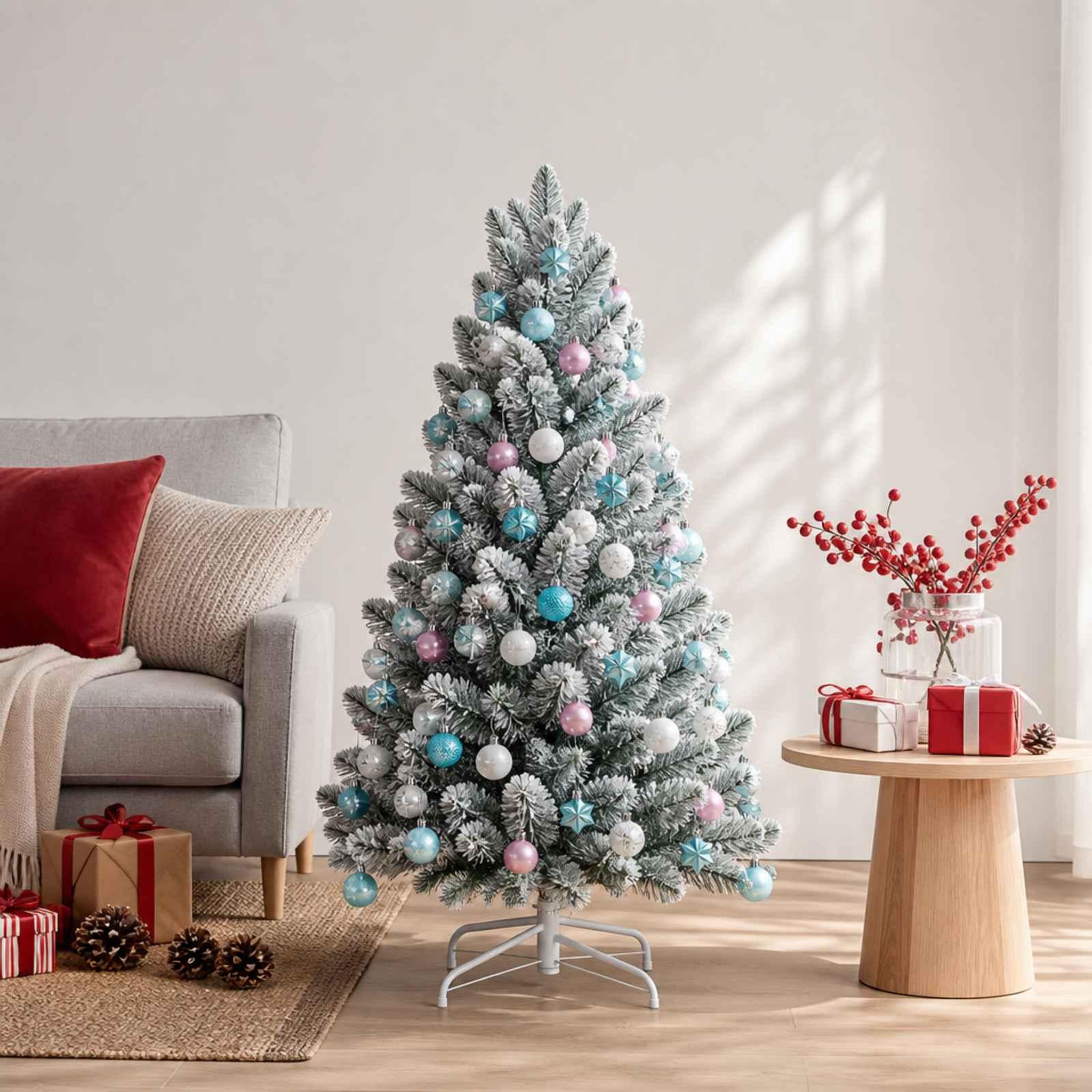 Voir la diapositive 2 : VIDAXL Ensemble de boules de Noël 88 pc Turquoise, rose et blanc