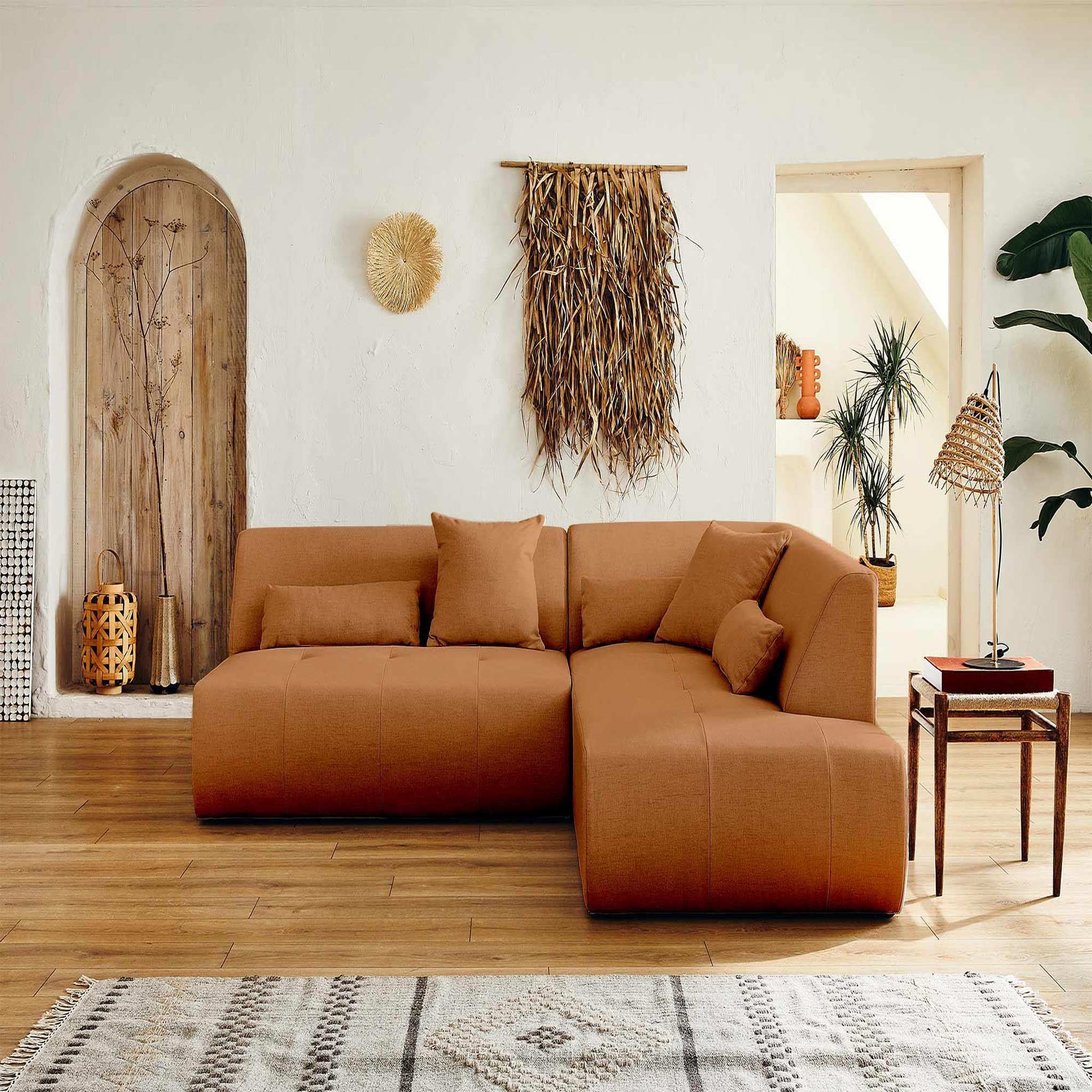 Voir la diapositive 3 : BEST MOBILIER Onyx - canapé modulable d'angle droit 5 places - en tissu