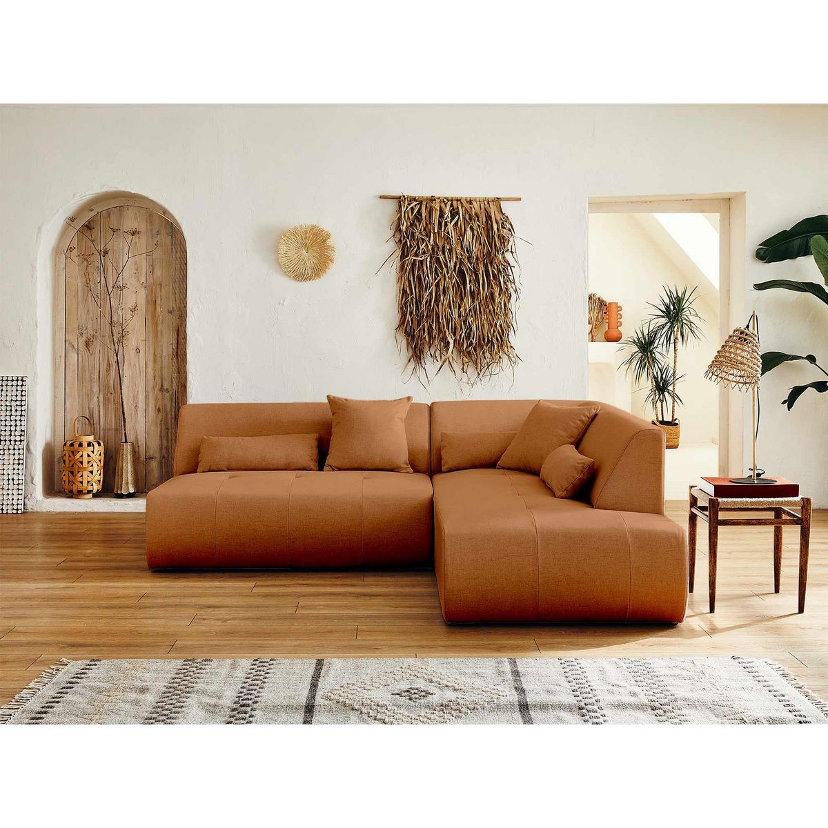 LISA DESIGN Onyx - canapé modulable d'angle droit 5 places - en tissu