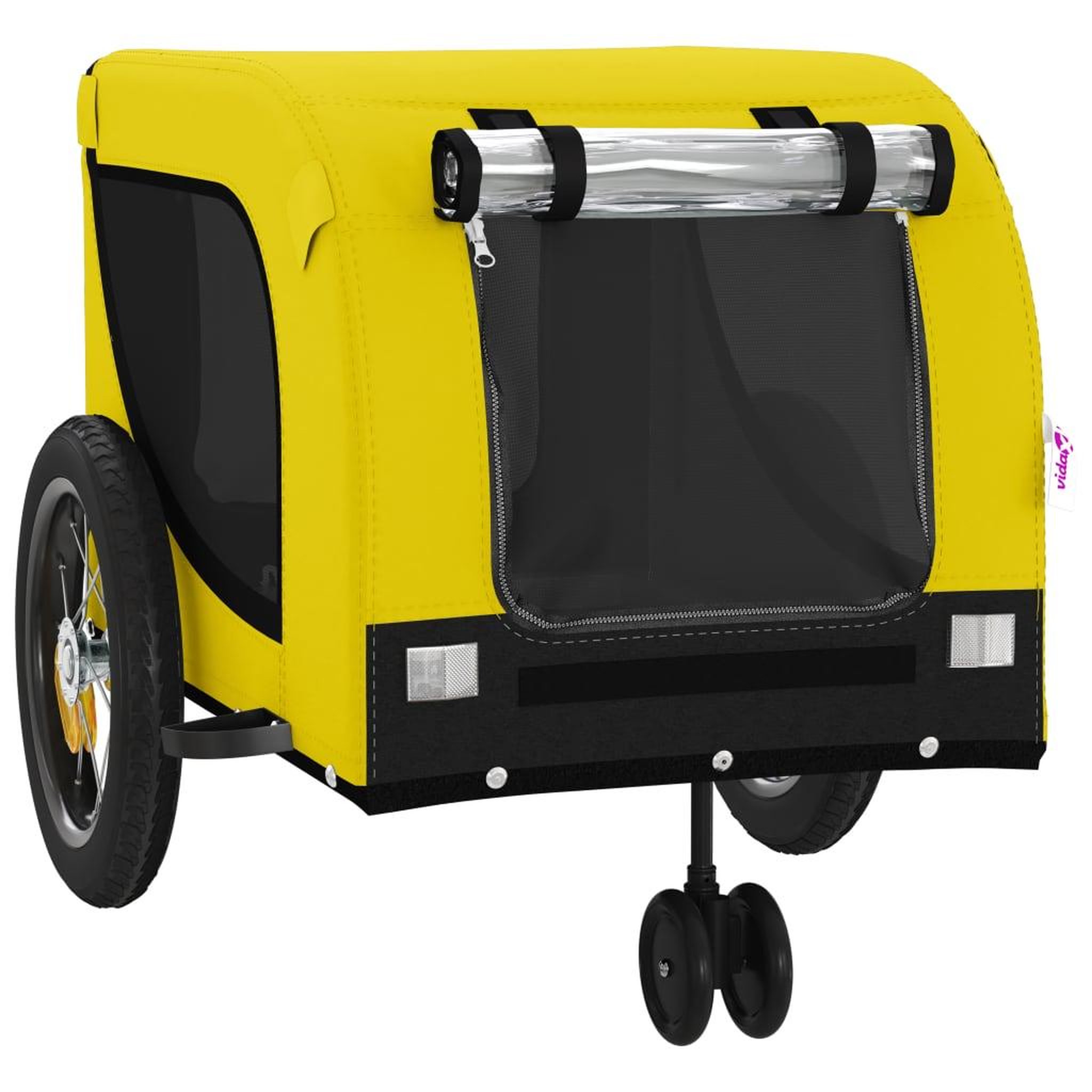 Voir la diapositive 4 : VIDAXL Remorque de velo pour animaux de compagnie jaune et noir