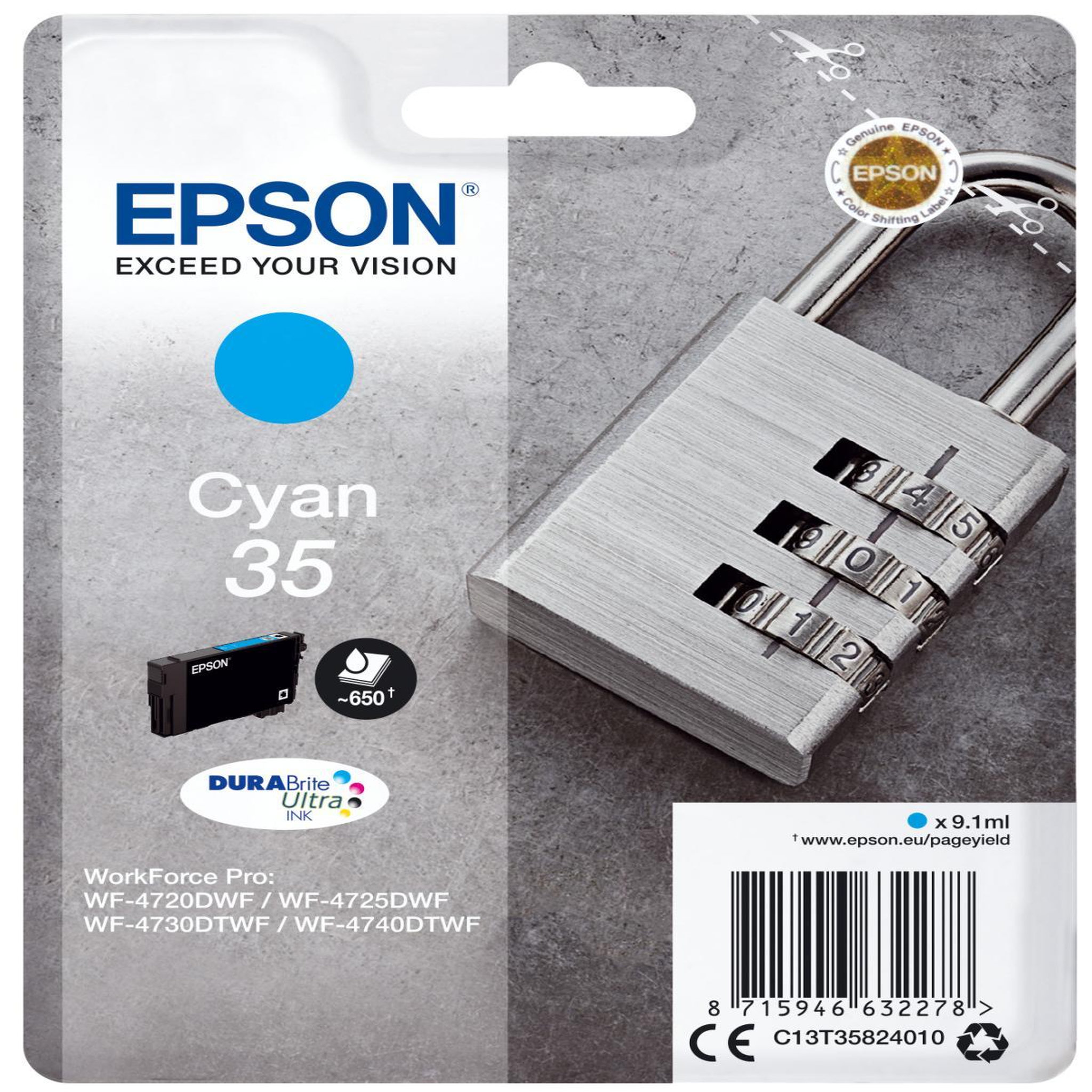 Voir la diapositive 2 : Epson Cartouche d encre Epson Cadenas cyan