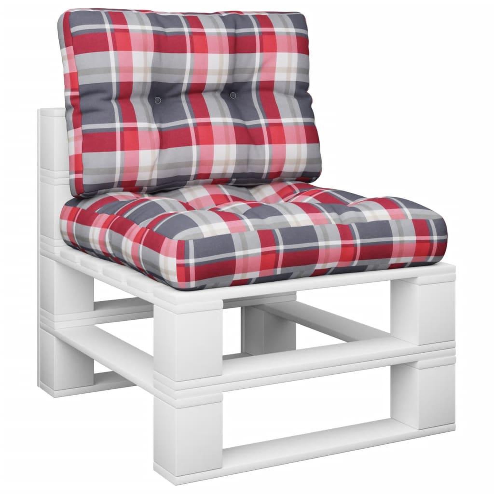 Voir la diapositive 3 : VIDAXL Coussins de palette lot de 2 motif a carreaux rouge tissu