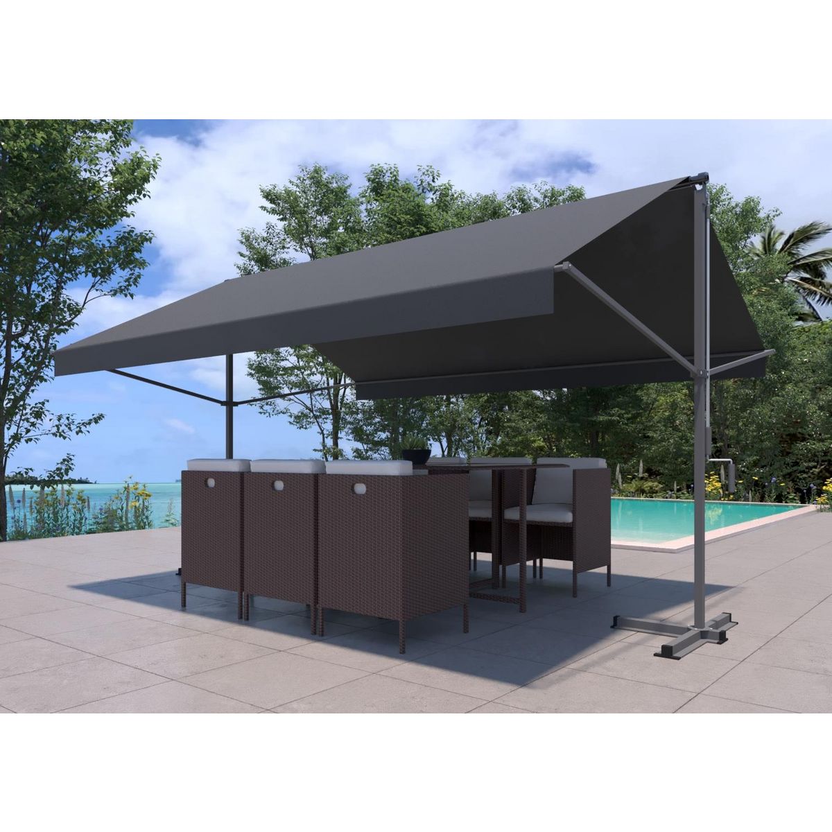 CONCEPT USINE Store banne double pente manuel 3 x 3 m taupe ISEO