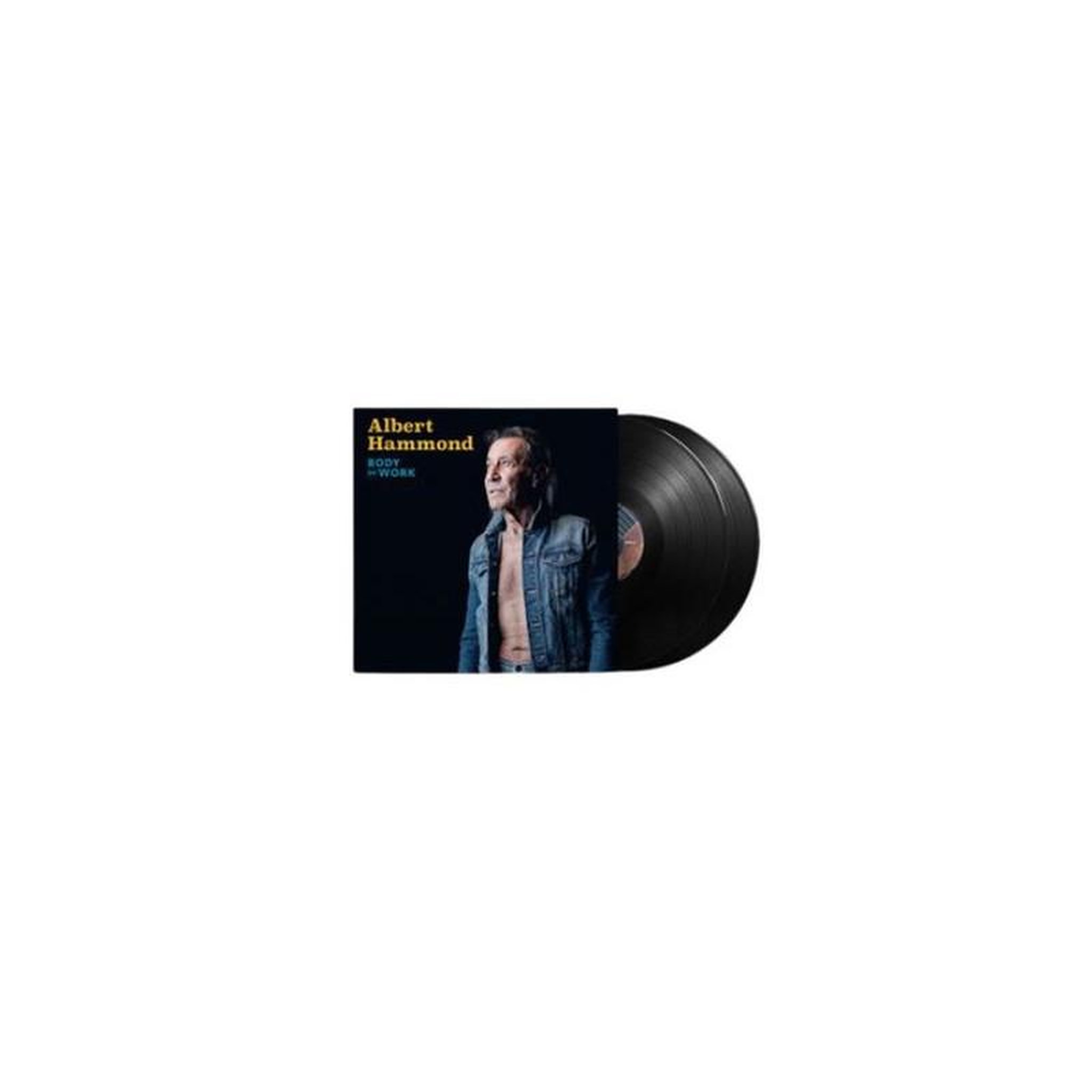 Disque vinyle body of work albert hammond sans marque noir rond, pochette illustrée