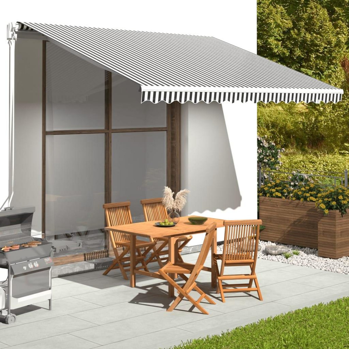 VIDAXL Tissu de remplacement pour auvent Anthracite et blanc 4x3 m