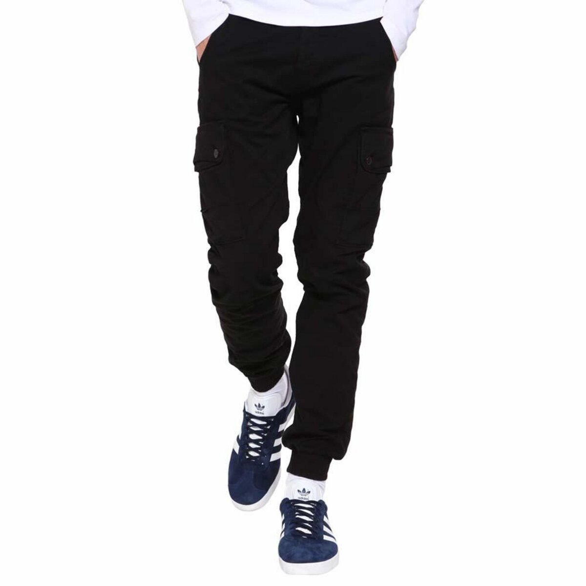 Pantalon cargo noir discount homme pas cher