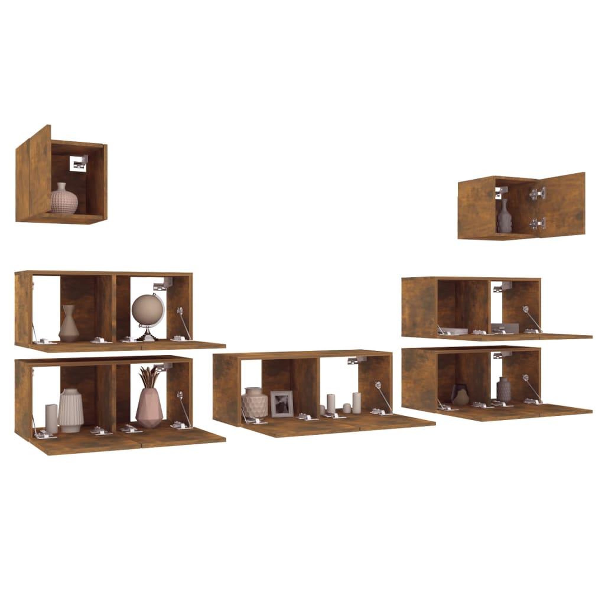 Voir la diapositive 4 : VIDAXL Ensemble de meubles TV 7 pcs Chene fume Bois d'ingenierie