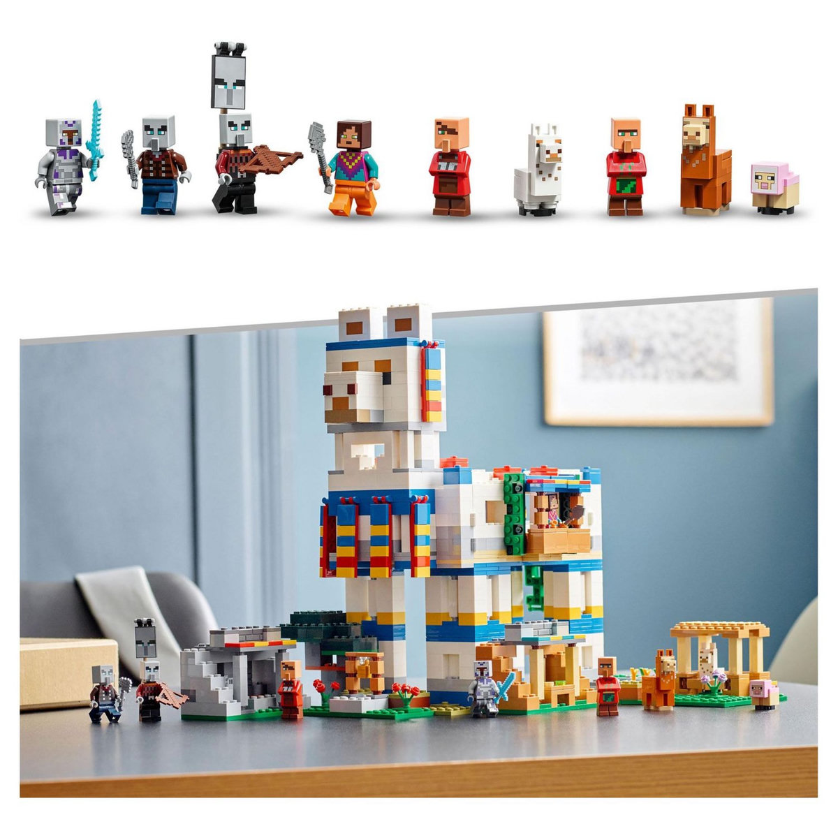 LEGO LEGO Minecraft 21188 Le Village Lama, Jouet de Maison et Figurines avec Animaux