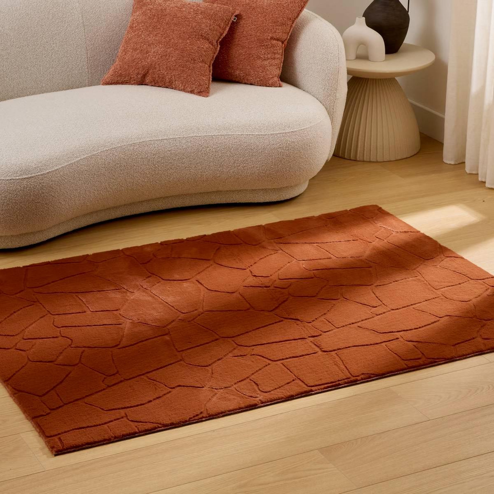 Voir la diapositive 4 : ATMOSPHERA Tapis imitation fourrure  onina  60x90cm ambre