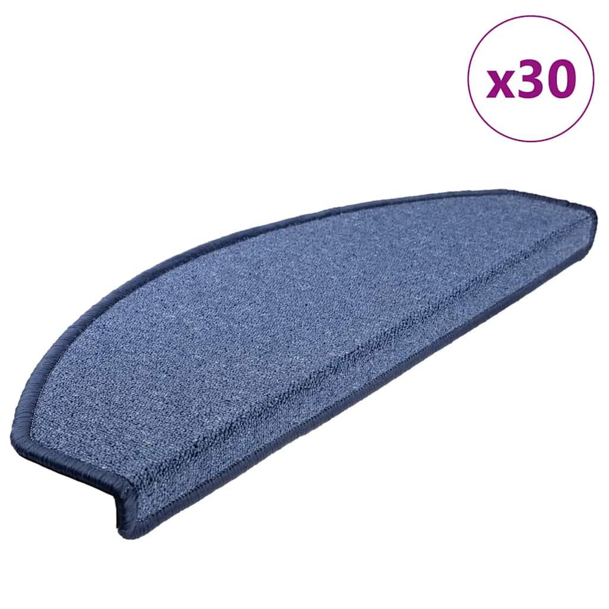 VIDAXL Tapis d'escalier 30 pcs bleu 65x24x4 cm
