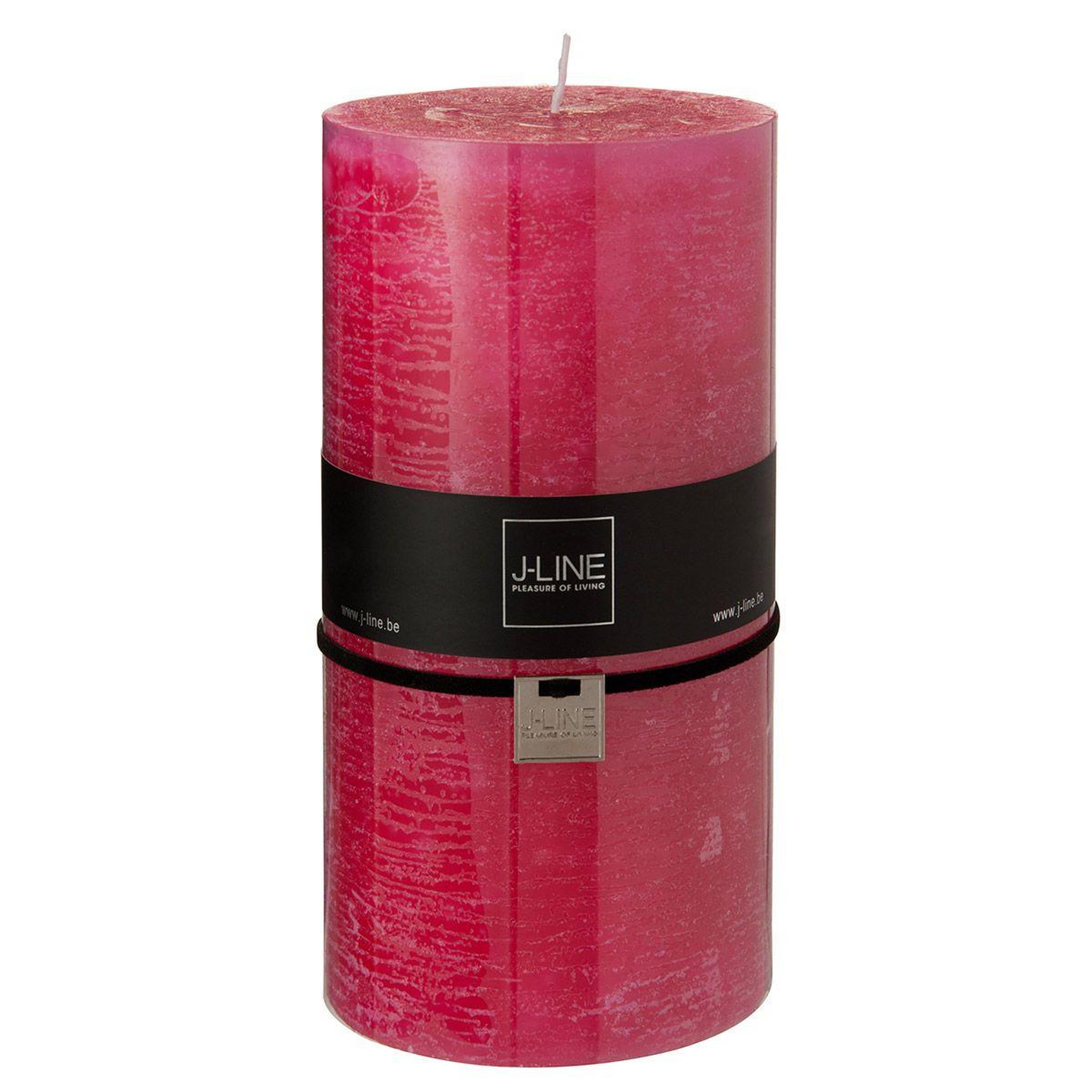 J-LINE Bougie cylindrique déco  junina  20cm fuchsia
