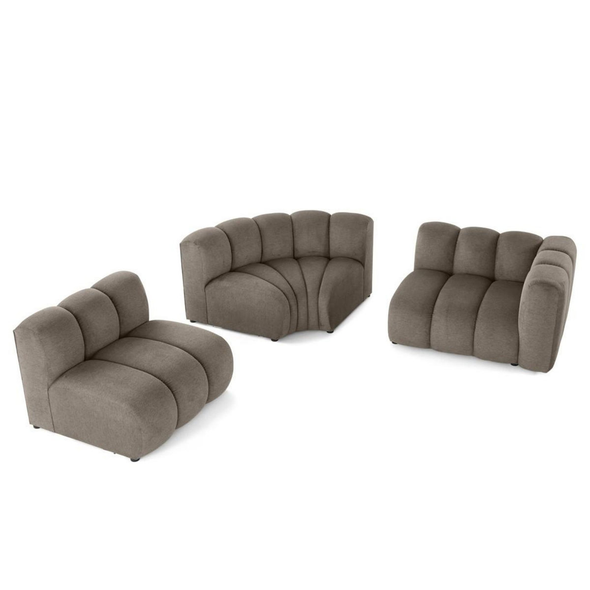 LISA DESIGN Debbie - canapé modulable d'angle gauche 4 places avec accoudoir en tissu texturé