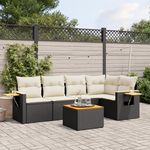 VIDAXL Salon de jardin 6 pcs avec coussins noir resine tressee